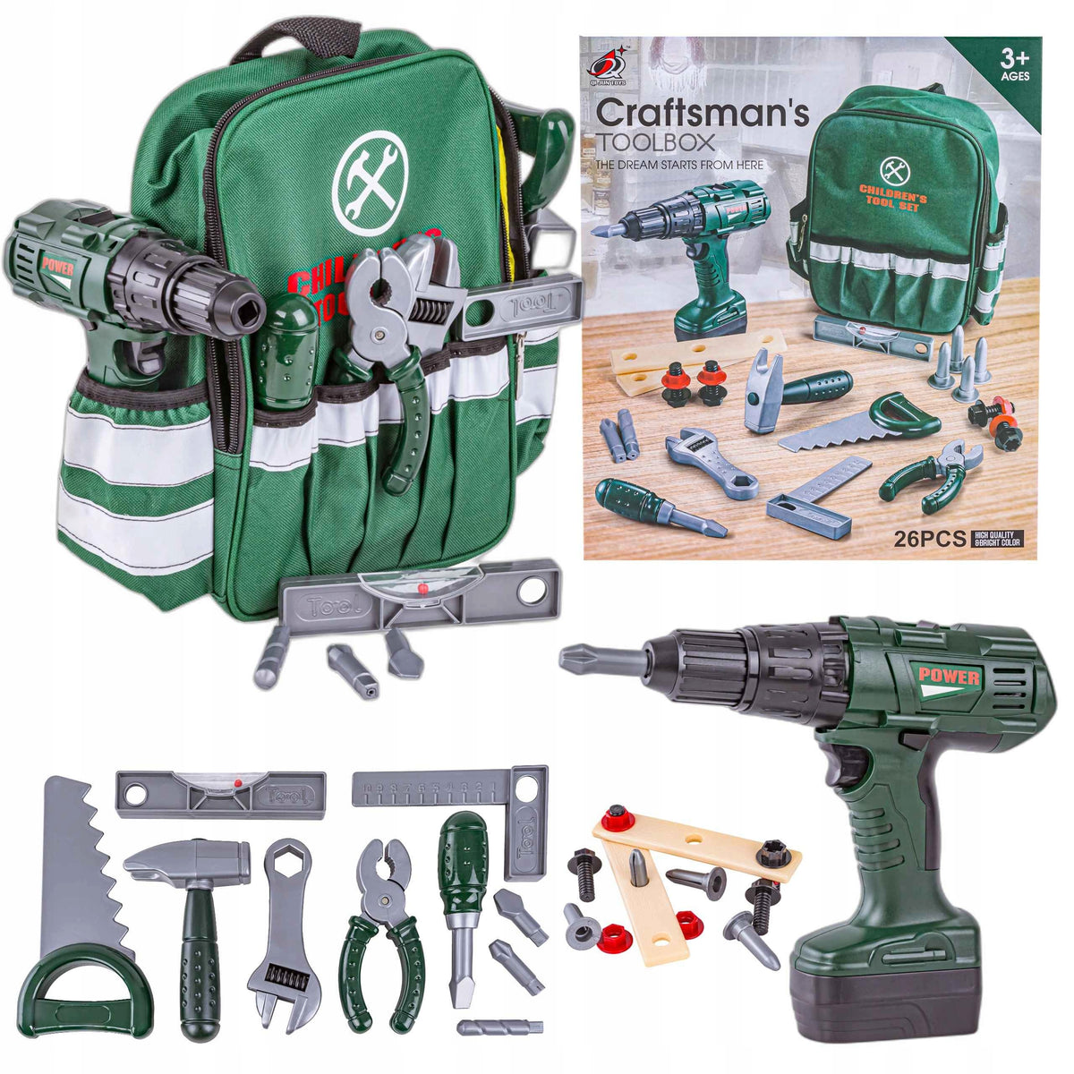 SET OF SMALL DIY BACKPACK WITH Tools For Children Drill Saw