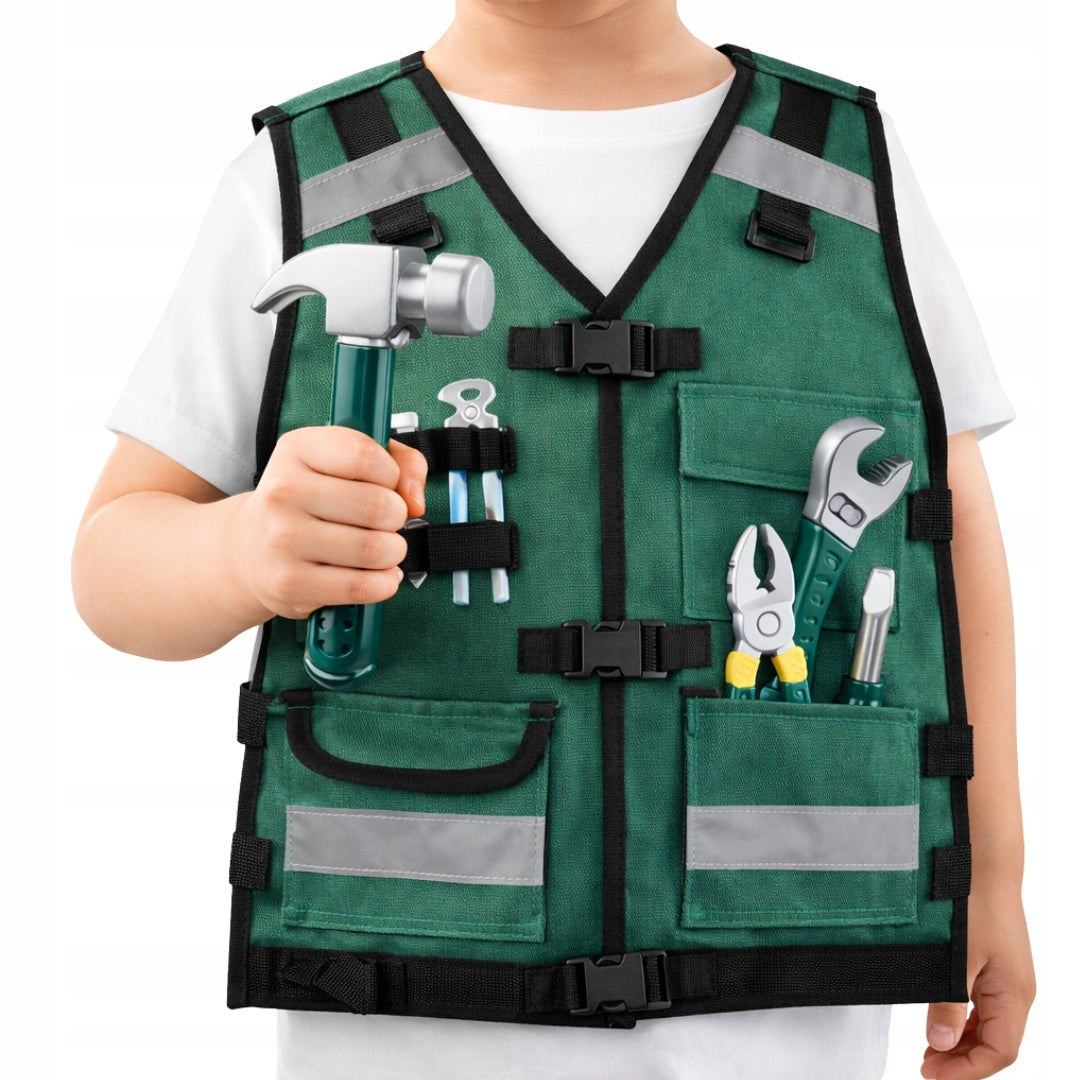 SET OF SMALL DIY CONSTRUCTION TOOLS HAMMER SCREWDRIVER VEST