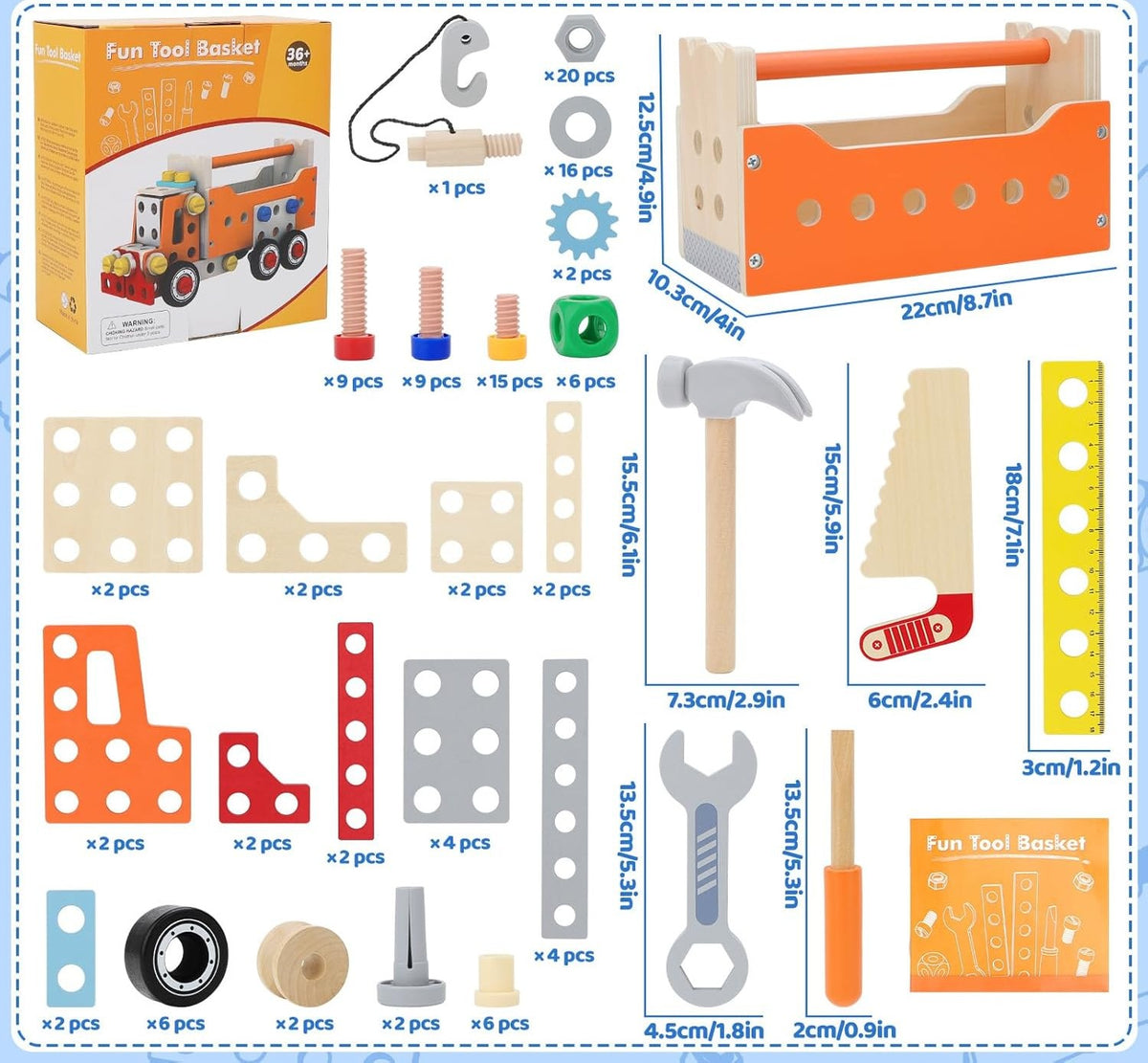 SET OF SMALL DIY WOODEN MONTESSORI TOOLS GIFT 124x