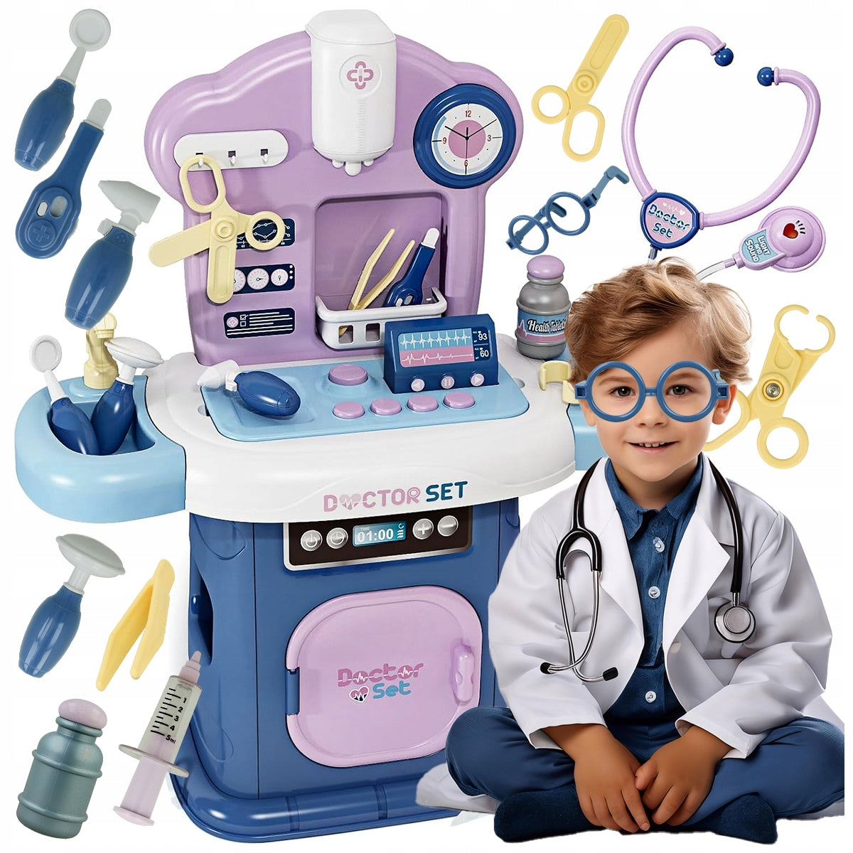 SET OF SMALL DOCTOR LIGHT SOUND MEDICAL STATION FOR CHILDREN Role doctor