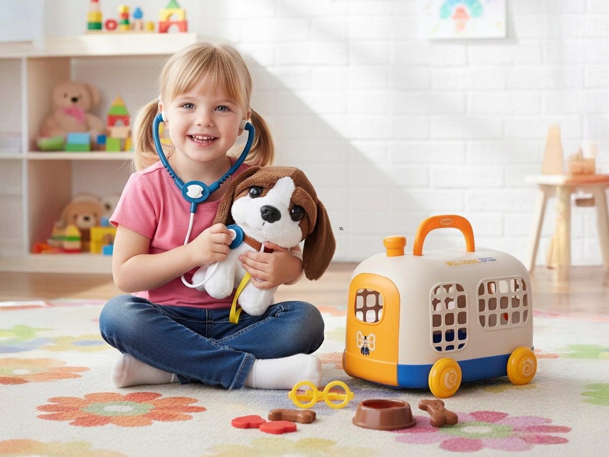 SET OF SMALL DOCTOR VETERINARIAN SUITCASE DOG PLUSH ACCESSORIES Brand Zutto