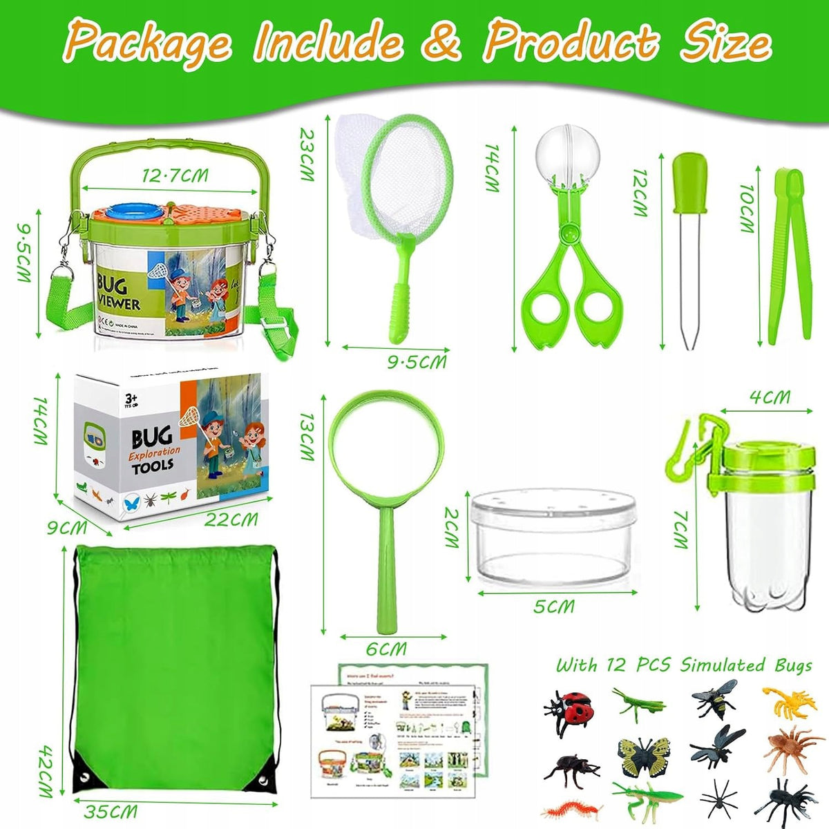 SET OF SMALL EXPLORER 23 el MAGNIFIER MESH INSECTS TOY GIFT CHILD Brand no brand