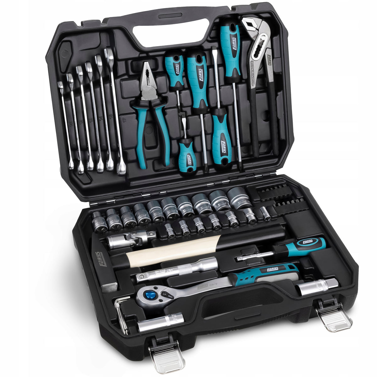 SET OF SOCKET WRENCH TOOLS 56el. IN CASE RATCHET CAPS FR2042 Packaging status original