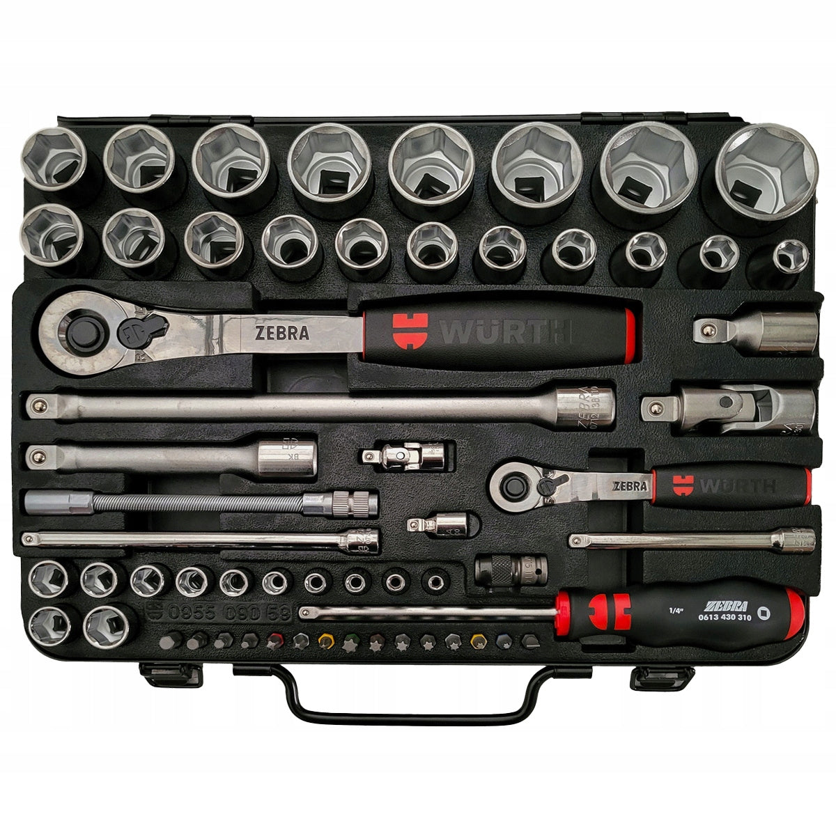 SET OF SOCKET WRENCHES 1/4 AND 1/2 INCH 59 ELEMENTS WURTH Brand Wurth