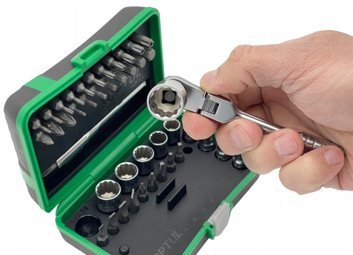 SET OF SOCKET WRENCHES 12-ANGLE MINI RATCHET AND BITS TOPTUL 45 EL. TOPTUL Manufacturer code GADW4502