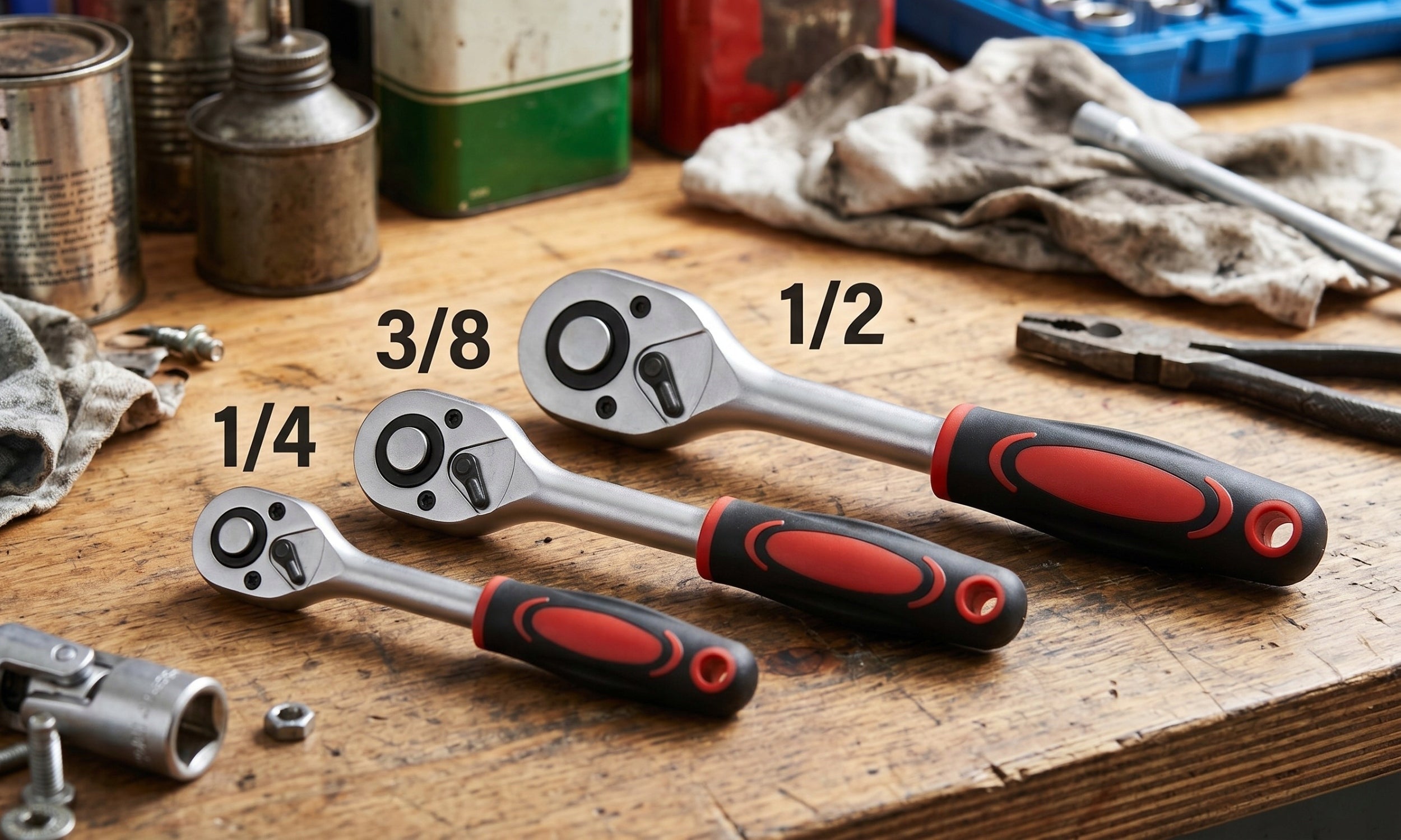 SET OF SOCKET WRENCHES 3x RATCHET 1/2 3/8 1/4 SOCKET WRENCHES 172 EL Manufacturer code KLUCZE NASADOWE 172 EL 3x GRZECHOTKI WALIZKA