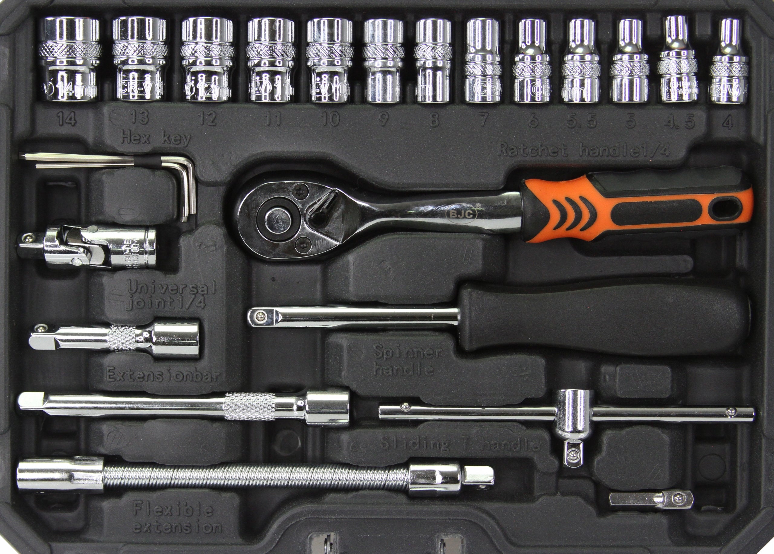 SET OF SOCKET WRENCHES 46EL. BJC WITH RATCHET Product weight with unit packaging 2 kg