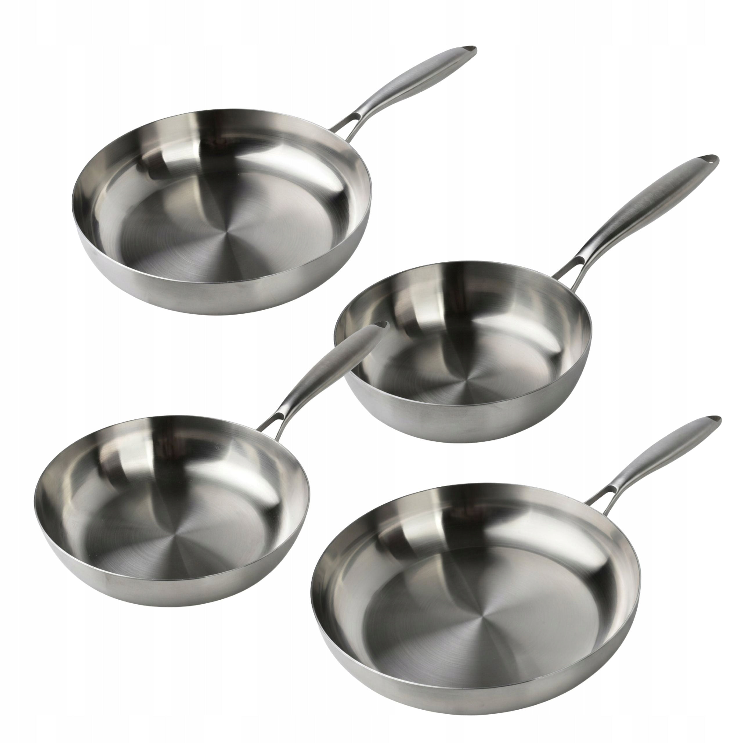 SET OF STEEL PANS INDUCTION GAS 4 PCS FOR FRYING SET 20 24 28 30