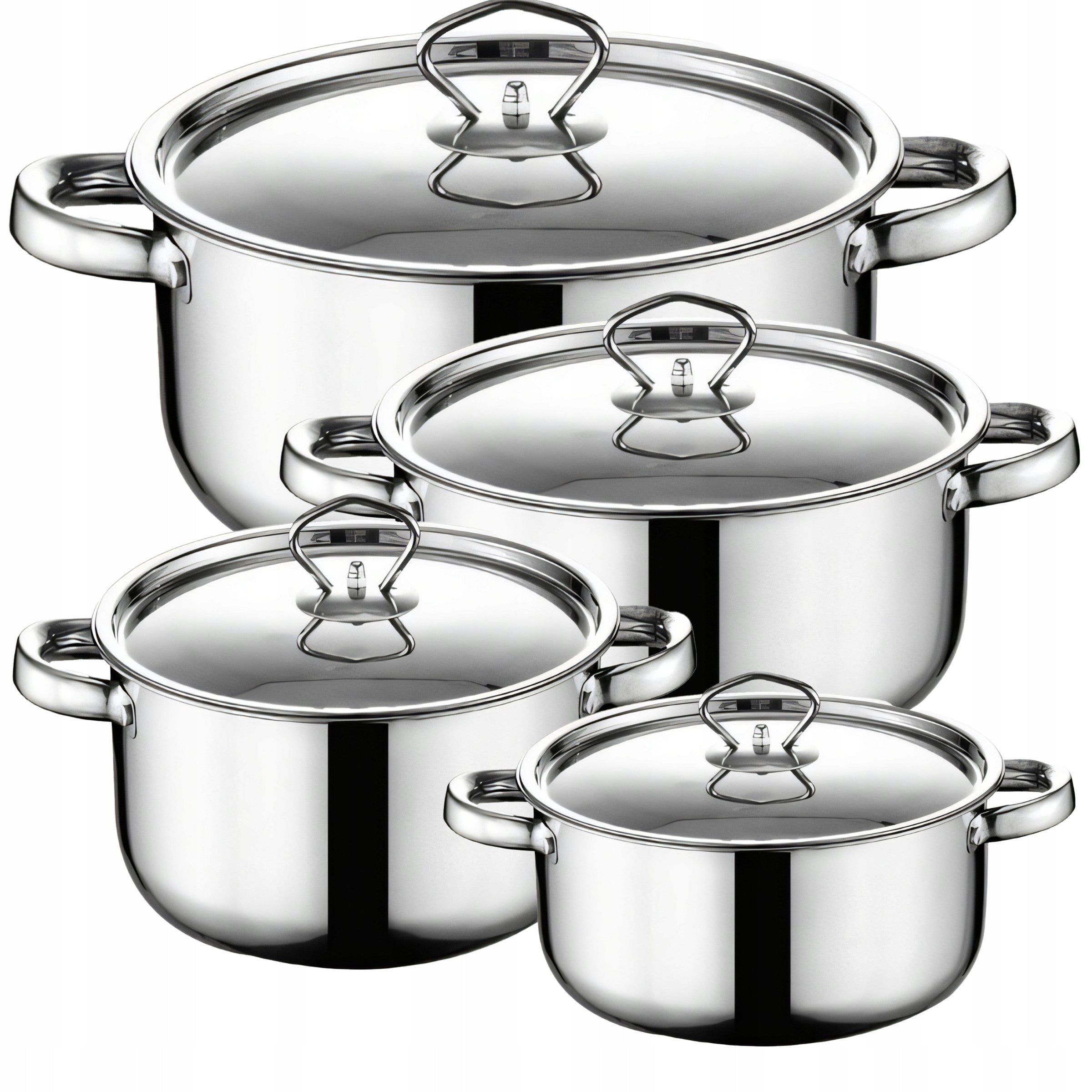 SET OF STEEL POTS 15 ELEMENTS FRYING PAN + SCOOPS + LIDS Manufacturer code R-OR205