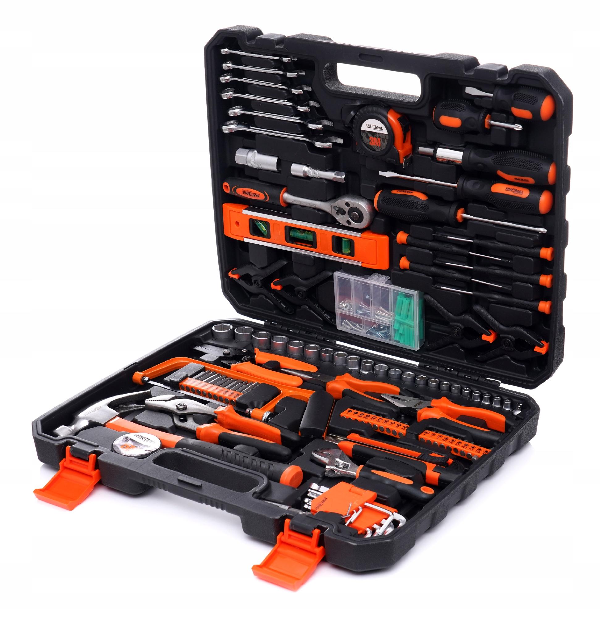 SET OF TOOL WRENCHES SOCKET WRENCHES IN CASE 168 EL TOOL CASE Brand Kraft&Dele