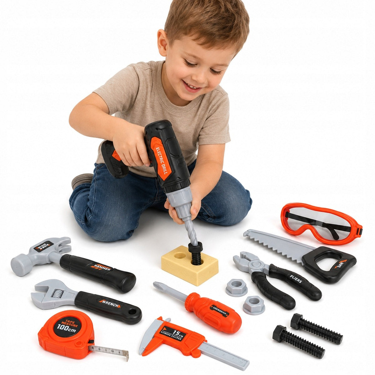 SET OF TOOLS FOR CHILDREN 19 EL WITH SCREWDRIVER WITH SAW WITH GLASSES WORKSHOP Manufacturer code Zestaw Narzedzi. NO.778-26