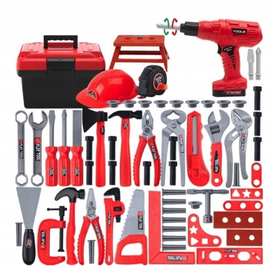 SET OF TOOLS FOR CHILDREN 68 ELEMENTS DRILL DIY BOX