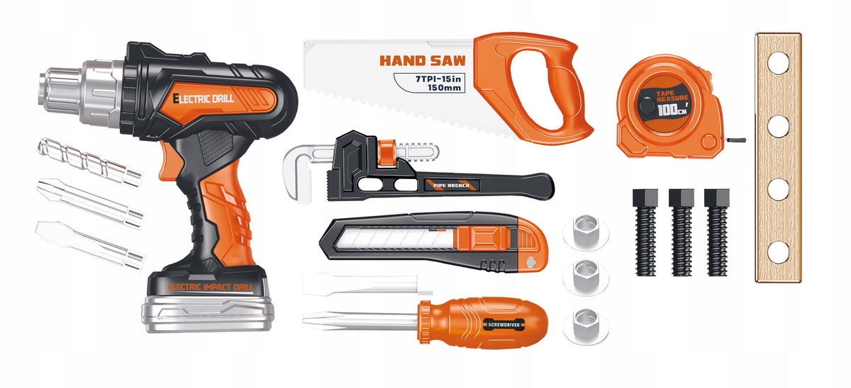 SET OF TOOLS FOR CHILDREN BATTERY-OPERATED DRILL WRENCH SCREWDRIVER 17EL Manufacturer code 6860