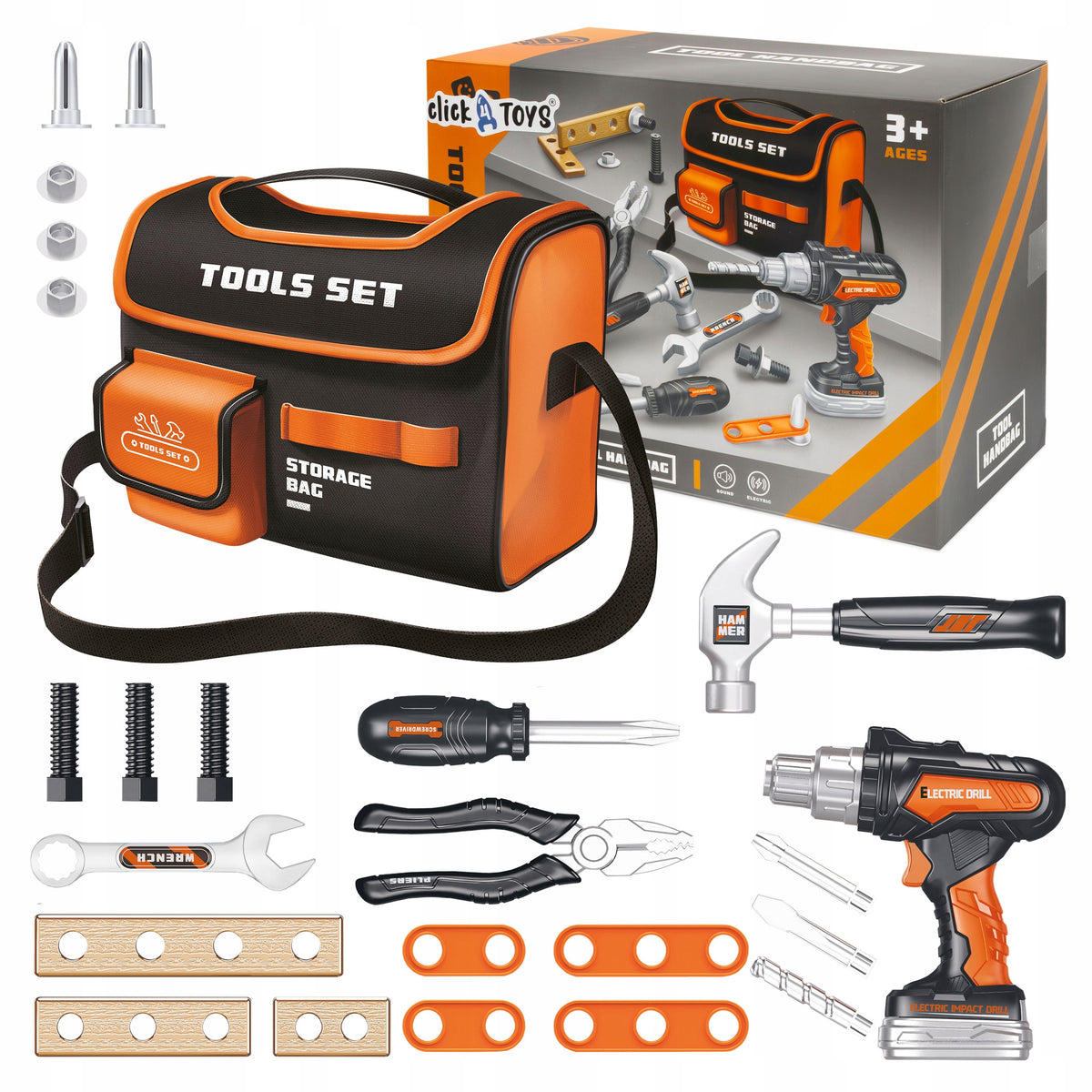 SET OF TOOLS FOR CHILDREN SMALL DIY SCREWDRIVER HAMMER BAG 25 EL