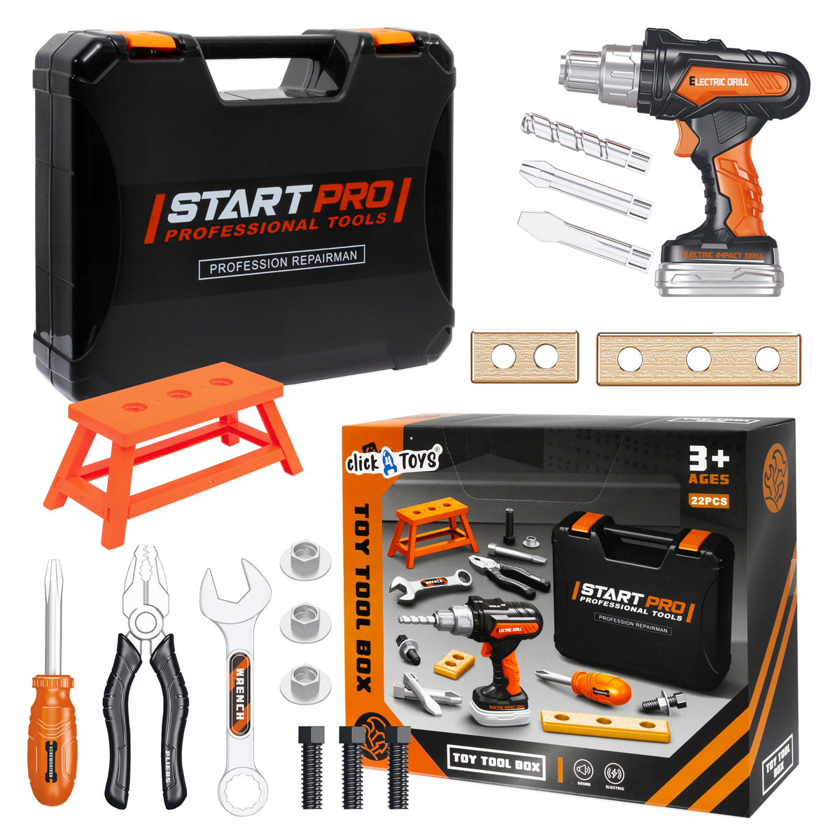 SET OF TOOLS IN A SUITCASE FOR CHILDREN SCREWDRIVER BATTERY OPERATED SCREWDRIVER 22 EL