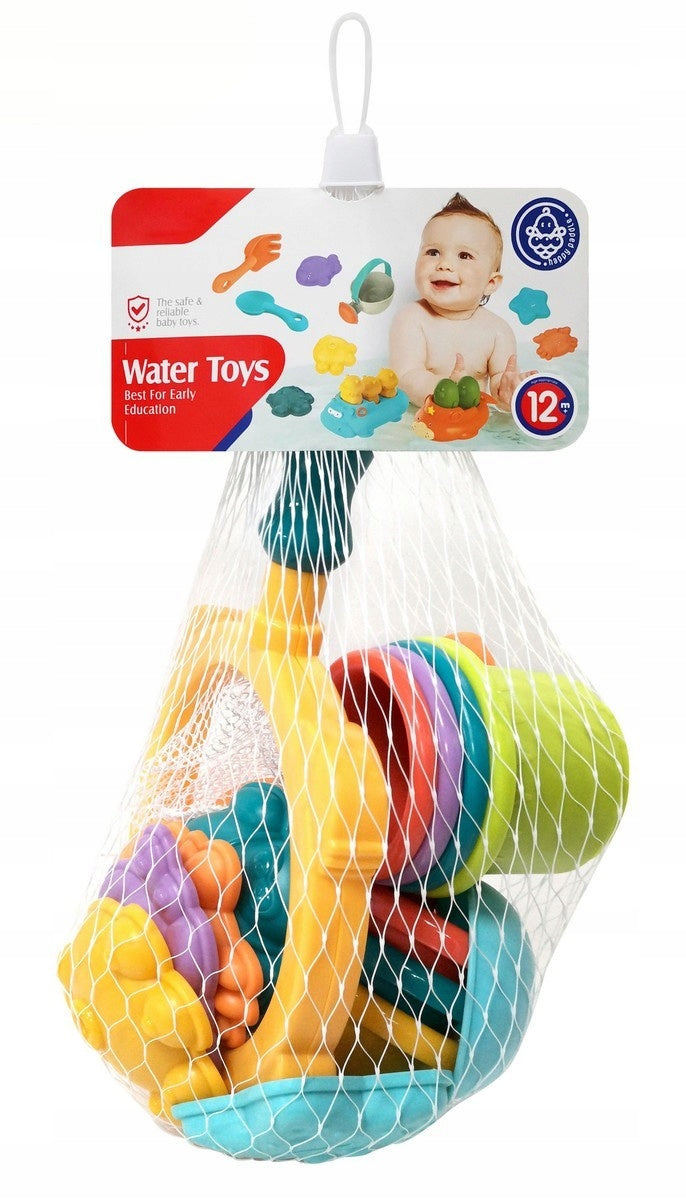 SET OF TOYS WITH MESH TURTLE FOR BATH, SAND, POOL, BEACH 15 ELEMENTS. Brand Huanger