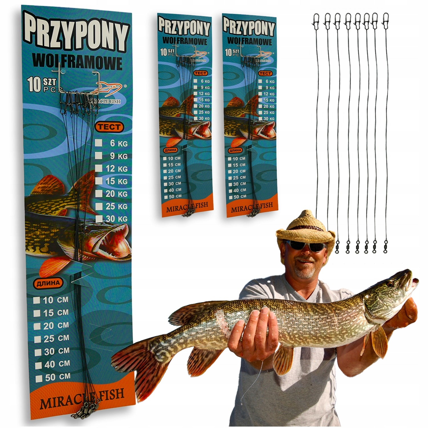 SET OF TUNGSTEN RIGS FOR PIKE TUNGSTEN LEADER 20cm 30 pcs