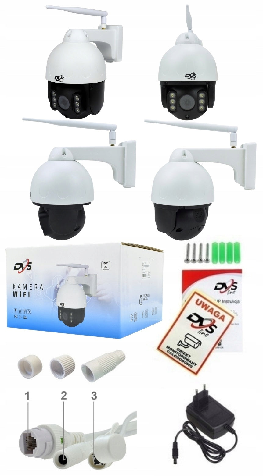 SET OF WIFI ROTATING CAMERAS 5Mpx 2 WIRELESS CAMERAS FOR MONITORING DVS Manufacturer code DVS-NVR0801-E8+2xDVS-SDIP5040E-IRW