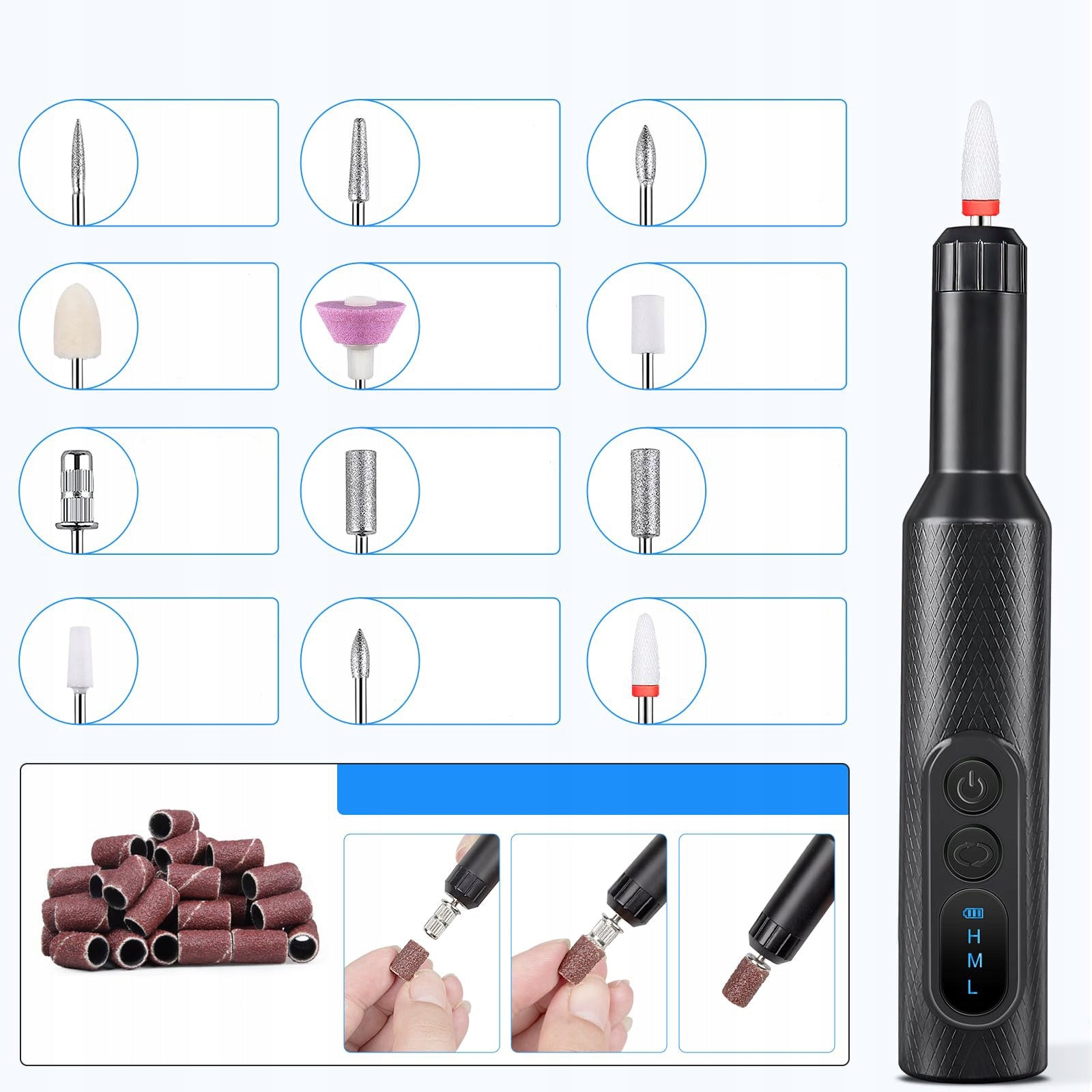 SET OF WIRELESS NAIL MILLING MACHINE WITH PEDICURE MANICURE STATION EAN (GTIN) 6937292932761