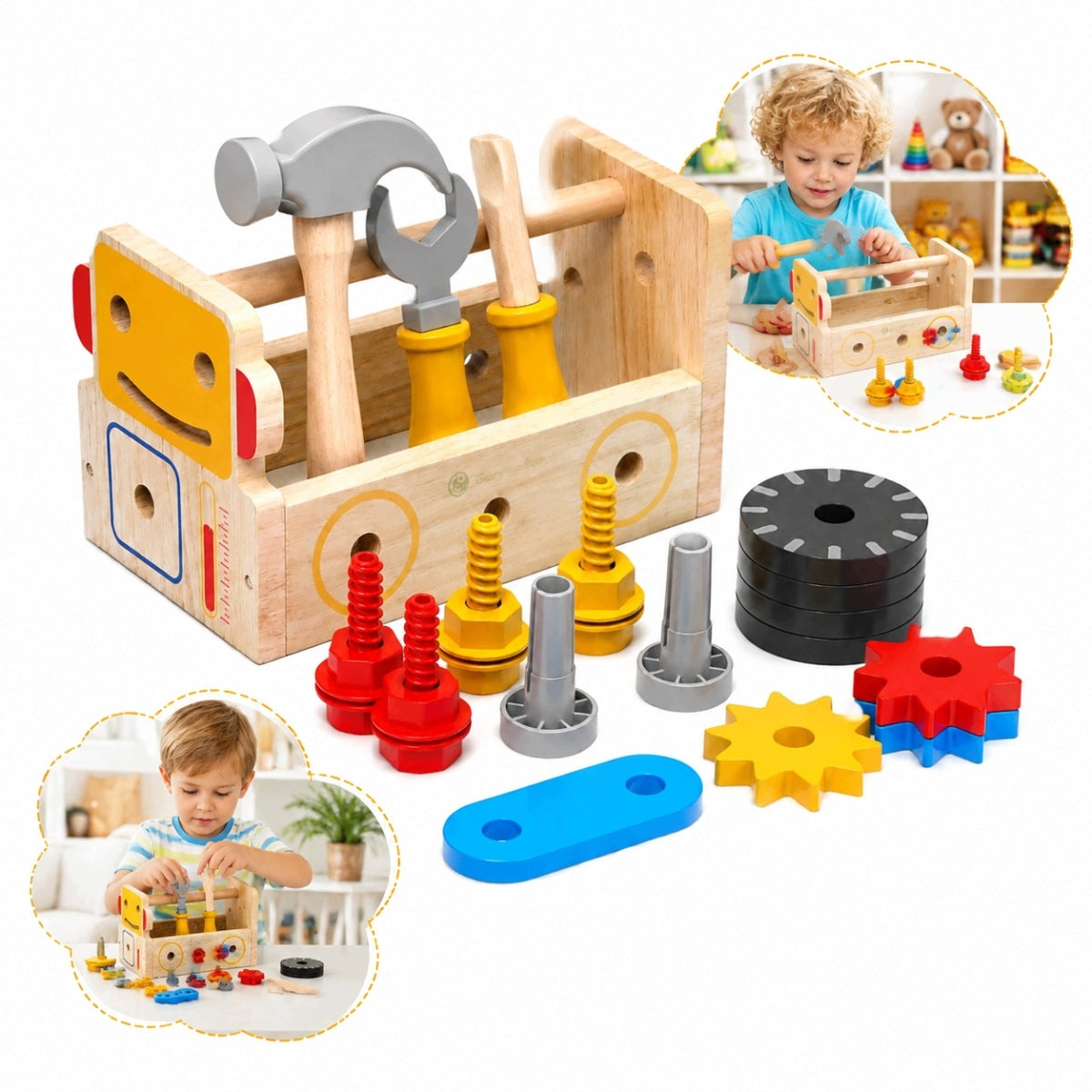 SET OF WOODEN TOOLS FOR CHILDREN EDUCATIONAL BOX GIFT
