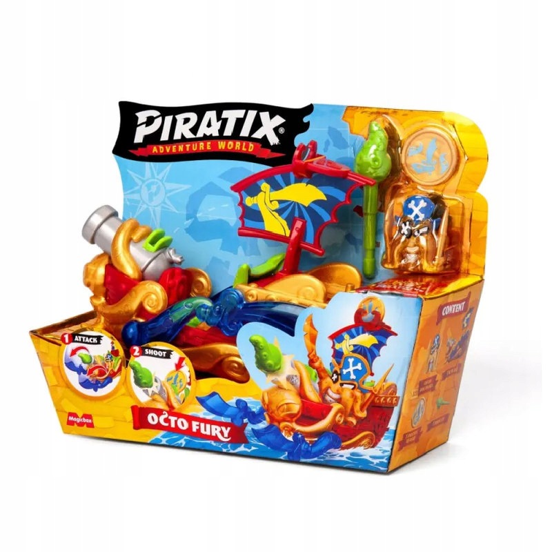 SET PIRATIX TOY CHILDREN'S SHIP FIGURINE GOLD CAPTAIN FOR CHILDREN Brand Magicbox