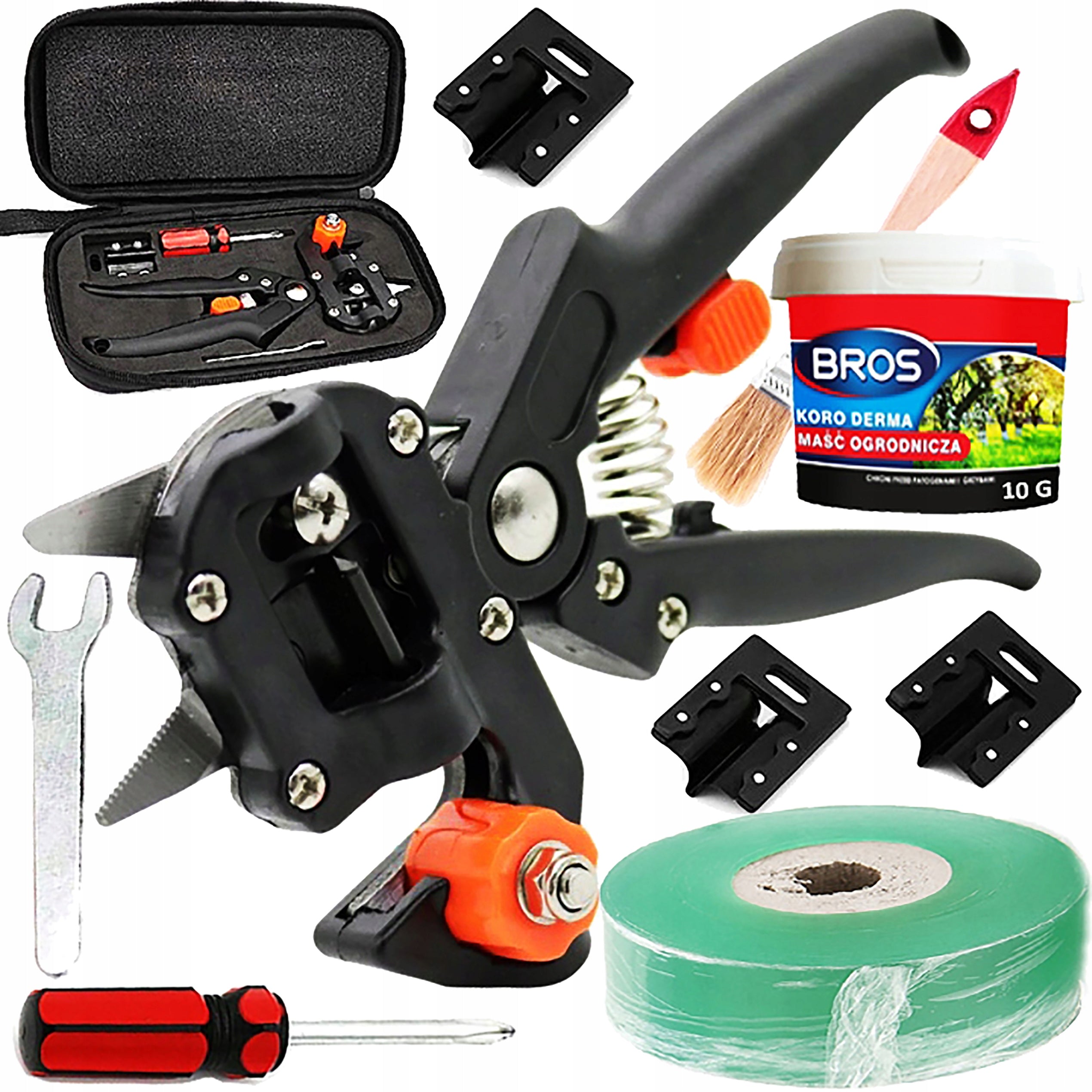 SET PRUNING SHEARS GARDEN SCISSORS FOR VACCINATION OCCULATION OF TREES CASE