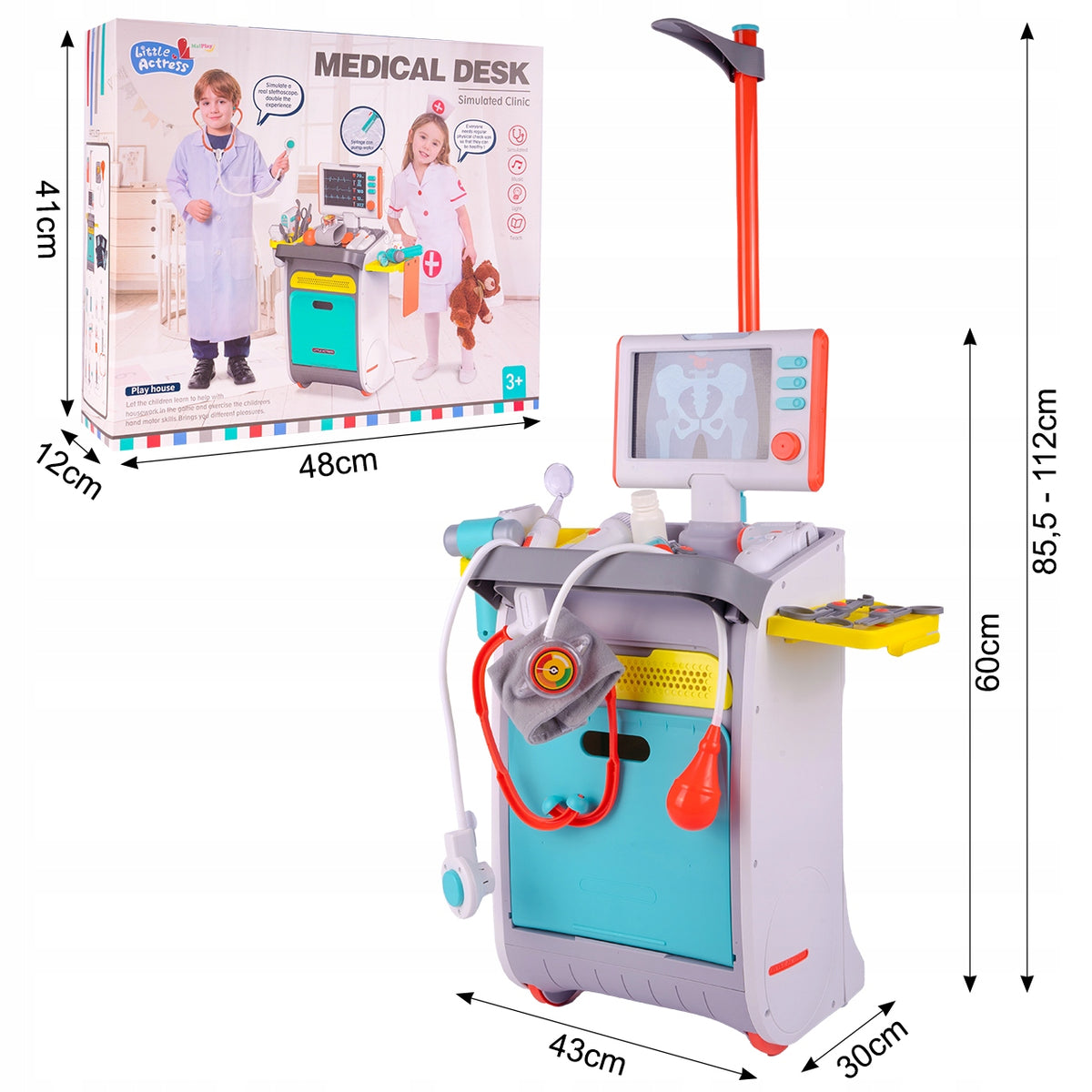SET SMALL DOCTOR STROLLER X-RAY RTG STETHOSCOPE FOR CHILDREN EAN (GTIN) 5901924233800