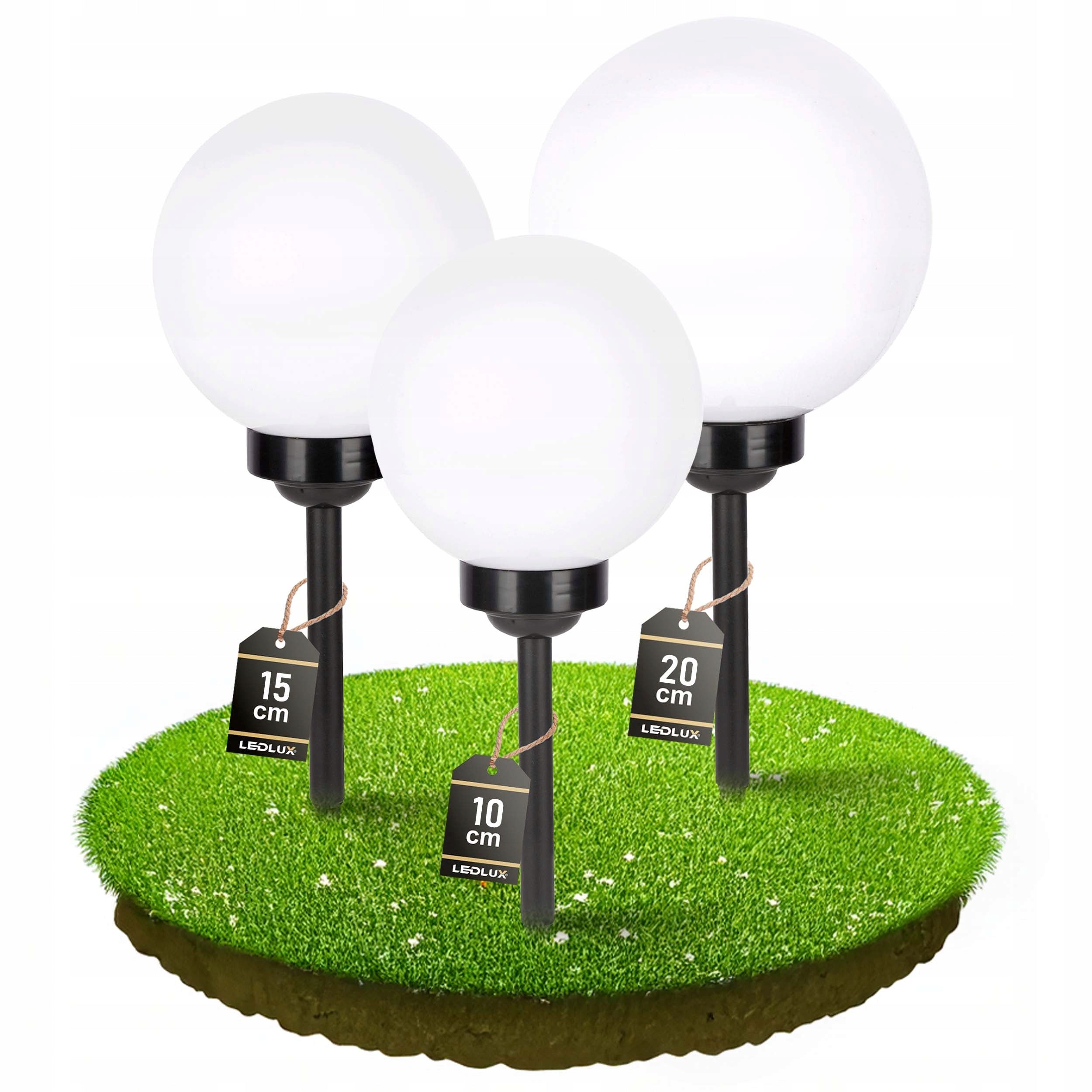 SET SOLAR GARDEN LAMP WHITE LED BALL HAMMERED 10/15/20 Brand LEDLUX
