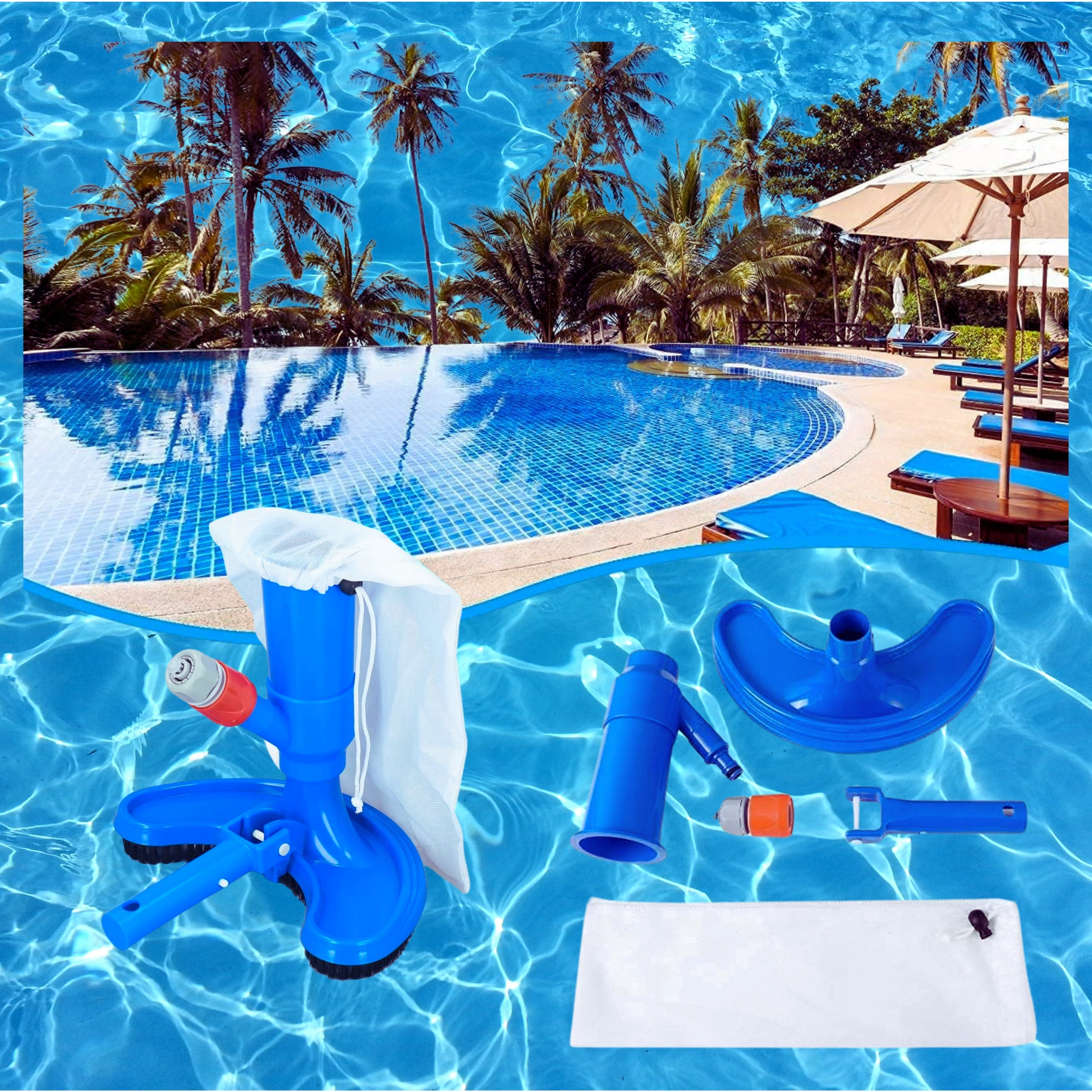 SET VACUUM CLEANER FOR CLEANING THE BOTTOM OF THE POOL MESH FILTER BESTWAY INTEX Packaging status original