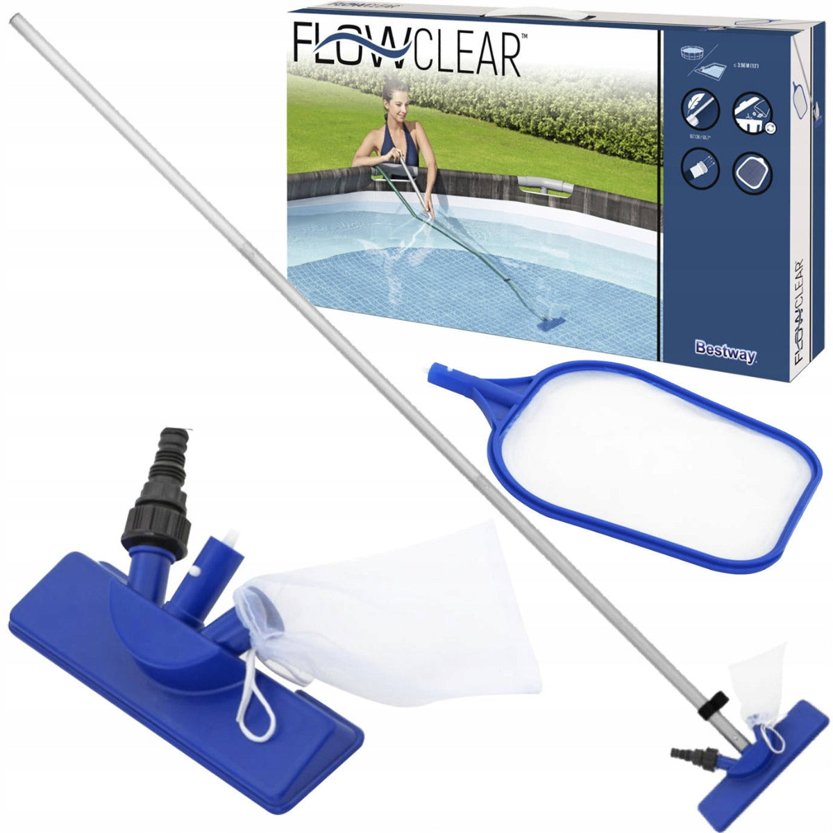 SET VACUUM CLEANER FOR CLEANING THE POOL TELESCOPIC POLE 58013 Packaging status original
