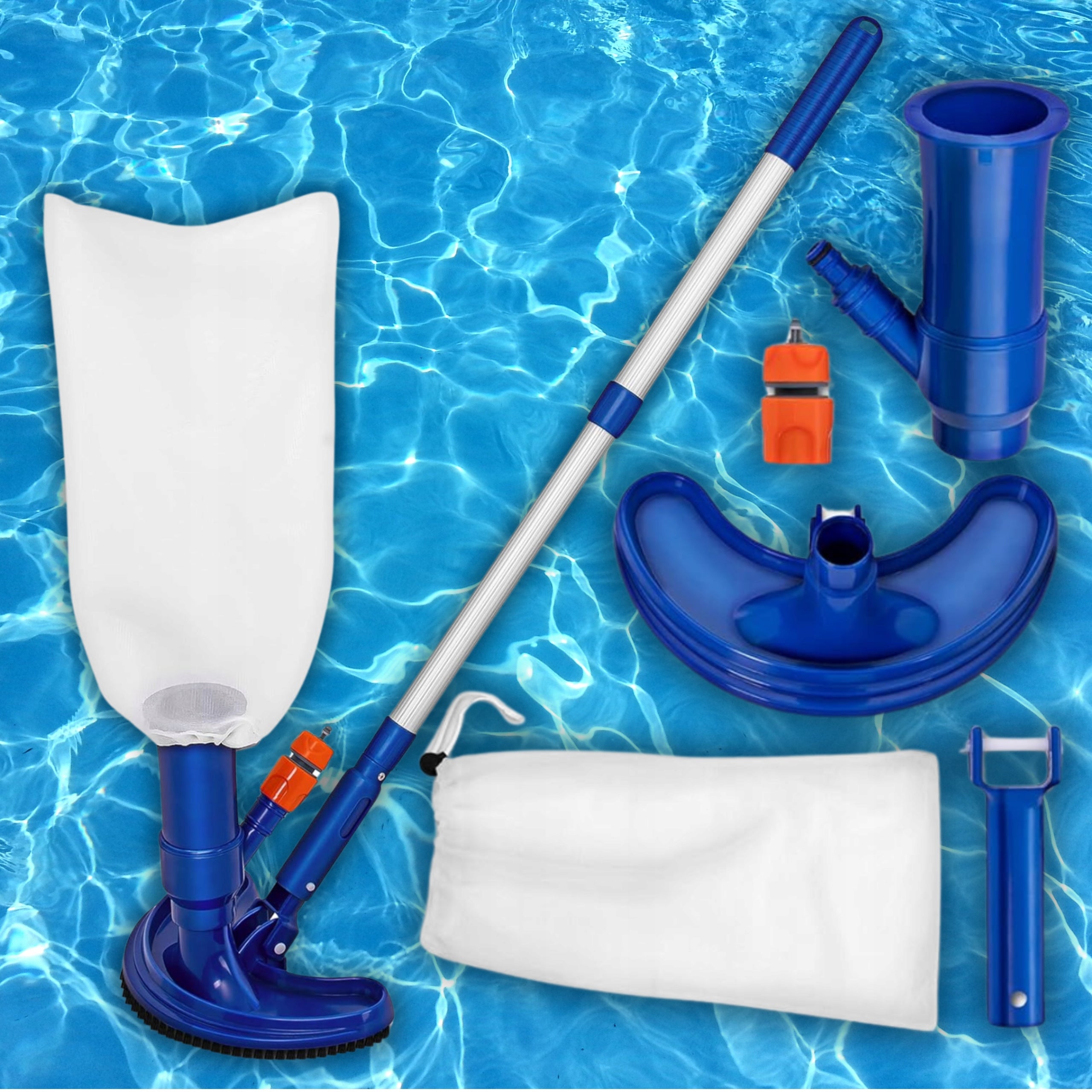 SET VACUUM CLEANER POOL BOTTOM EYELETS TELESCOPIC STICK MESH 7in1 Certificates of conformity CE