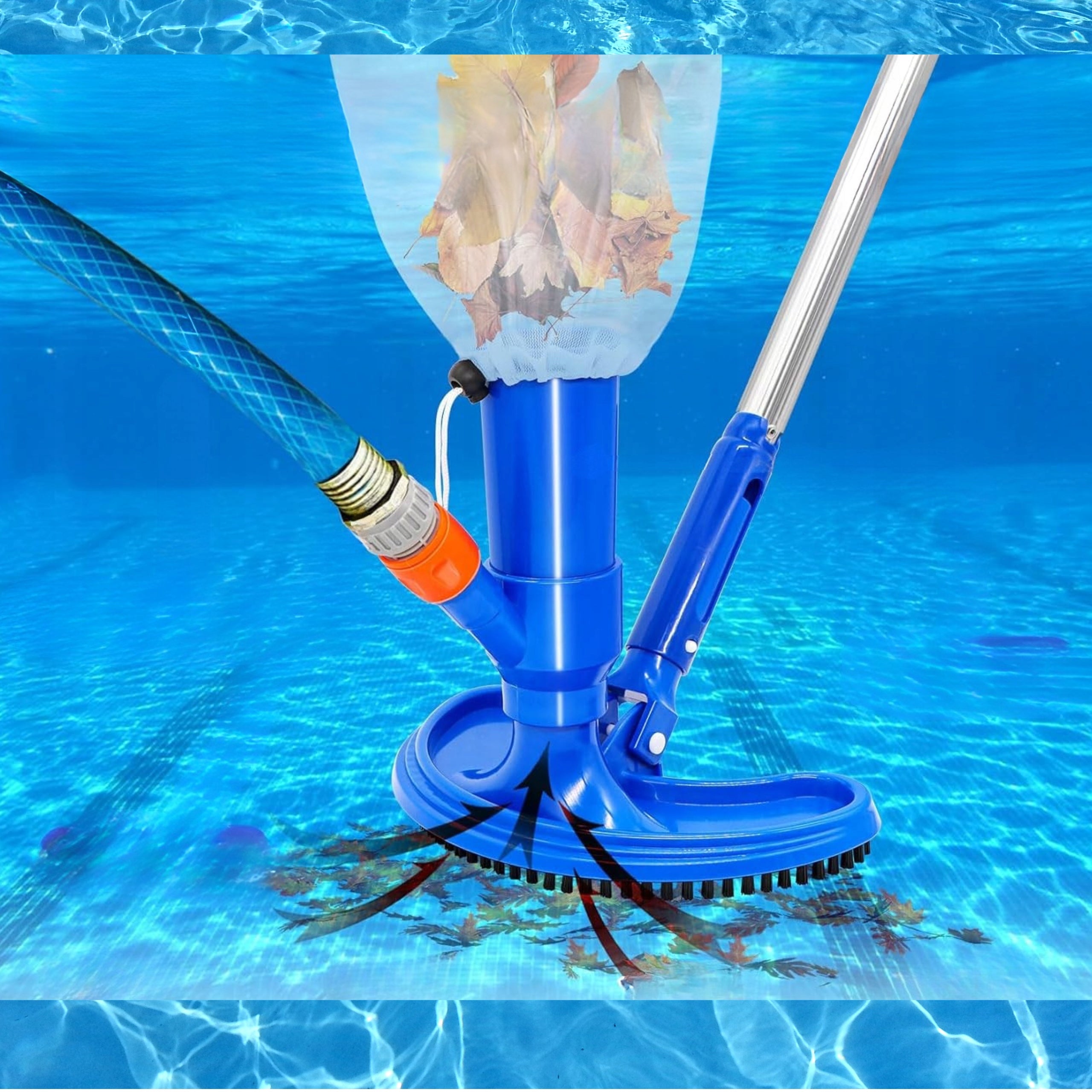 SET VACUUM CLEANER POOL BOTTOM EYELETS TELESCOPIC STICK MESH 7in1 Manufacturer Eddcom