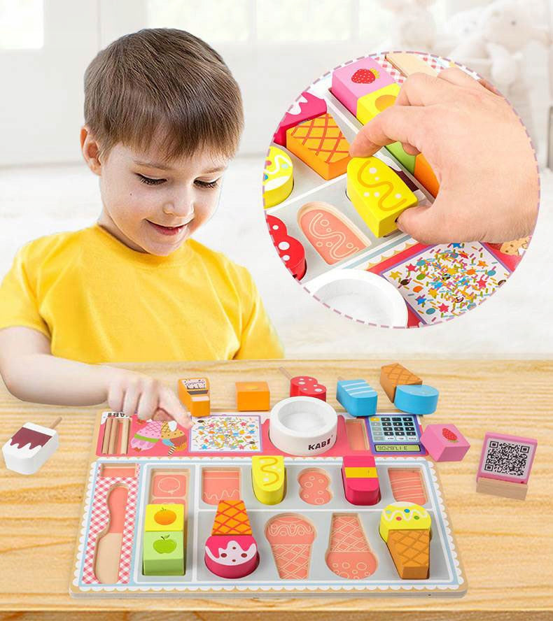 SET WOODEN ICE CREAM PARLOR MONTESSORI FOR CHILDREN SHOP ICE CREAM ON A STICK Brand click4TOYS