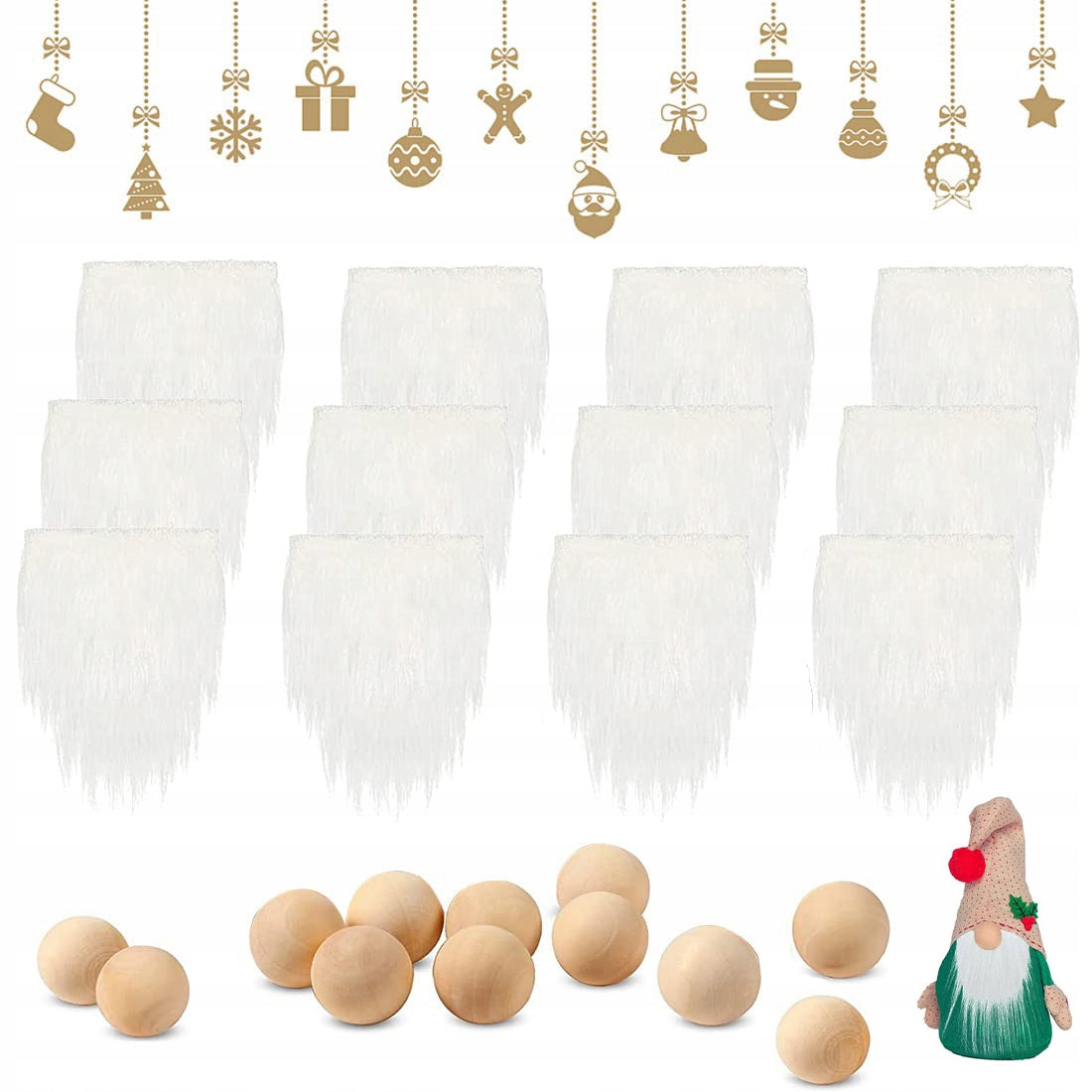 SETS FOR FAKE BEARDS AND WOODEN GNOMOS 12PCS