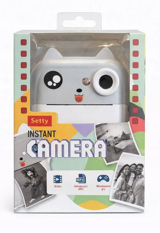 SETTY Instant Camera Grey Kitten Kids Thermal RGB Paper