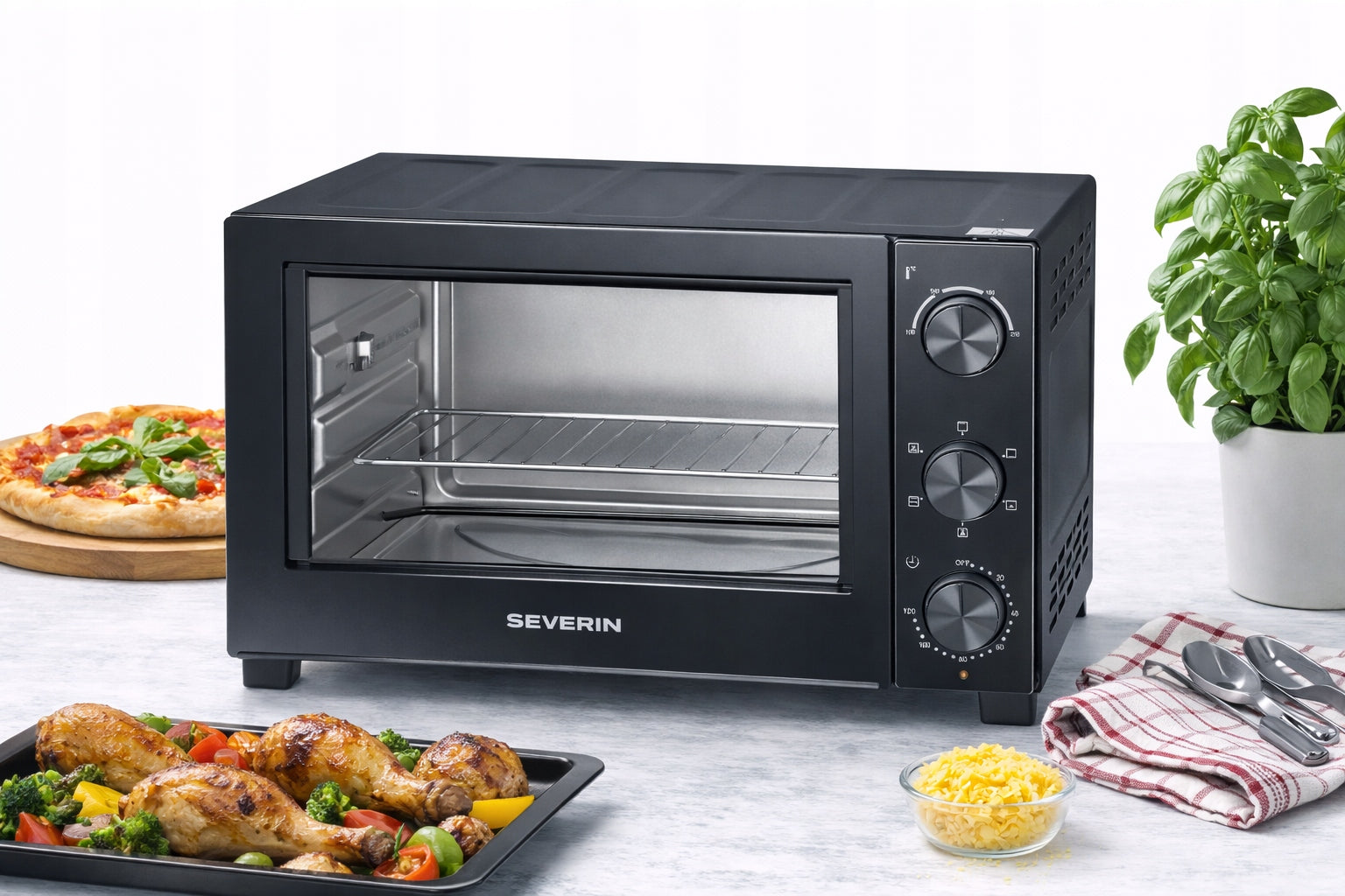 SEVERIN TO2076 Mini oven 46L 1800W thermocouple grill XXL black