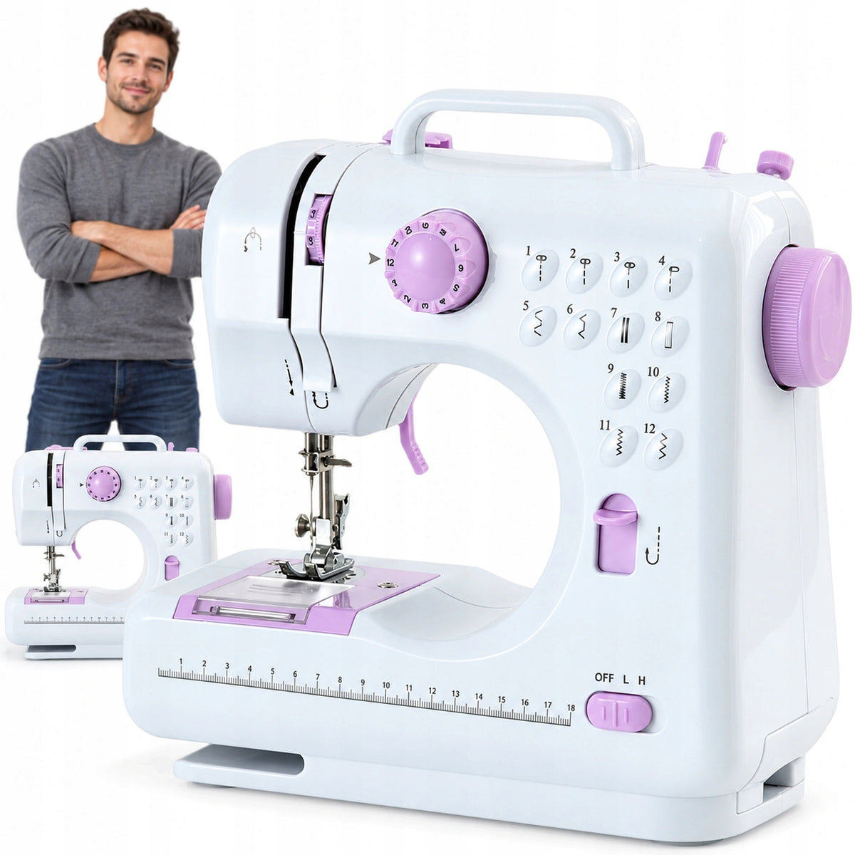 SEWING MACHINE FOR HOME USE 12 STITCH PEDAL POWER SUPPLY LIGHTING Brand Domotec