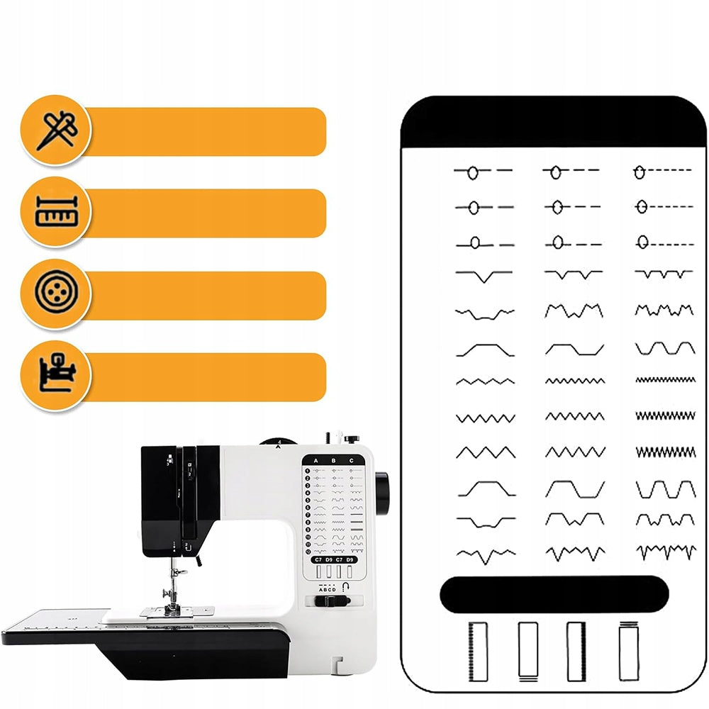 SEWING MACHINE HOME MECHANICAL SOLID 38 PROGRAMS + FREEBIES Dominant color white