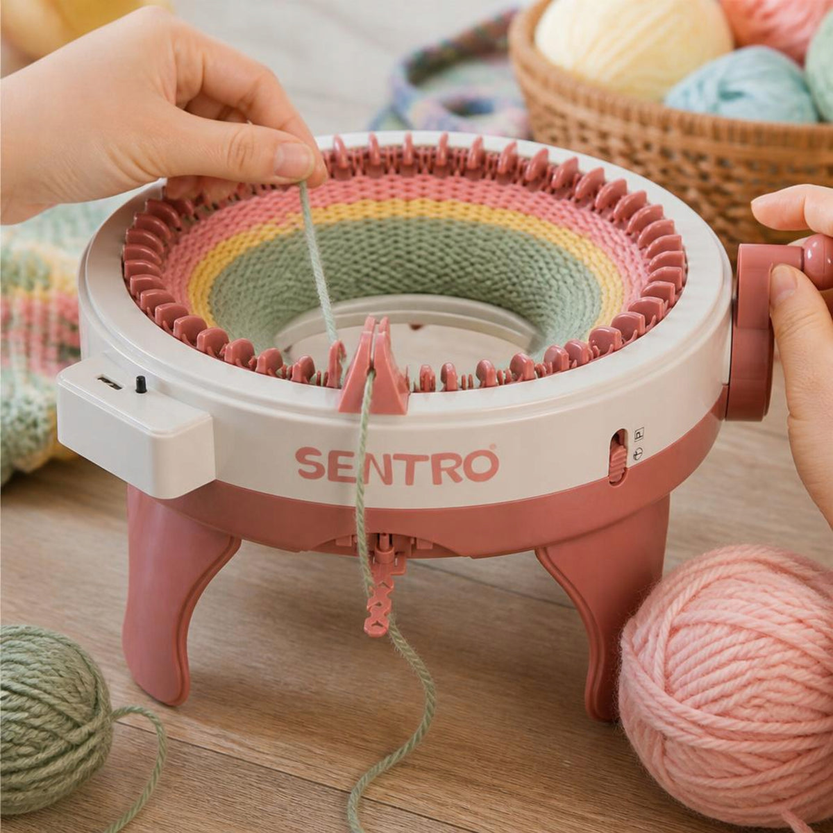 SEWING MACHINE LOOM KNITTING WHEEL 48-NEEDLE 4 BALLS OF YARN Manufacturer code AX4512