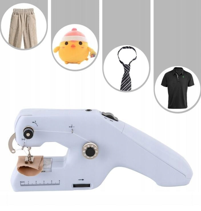 SEWING MACHINE PORTABLE HANDHELD BATTERY OPERATED OR FAST ACCURATE CABLE Dominant color white