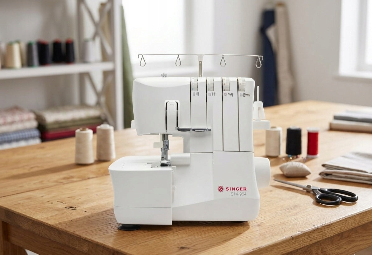 SEWING MACHINE SINGER S14-954 OVERLOCK 4 THREAD 12 SCIEGOW Dominant color white
