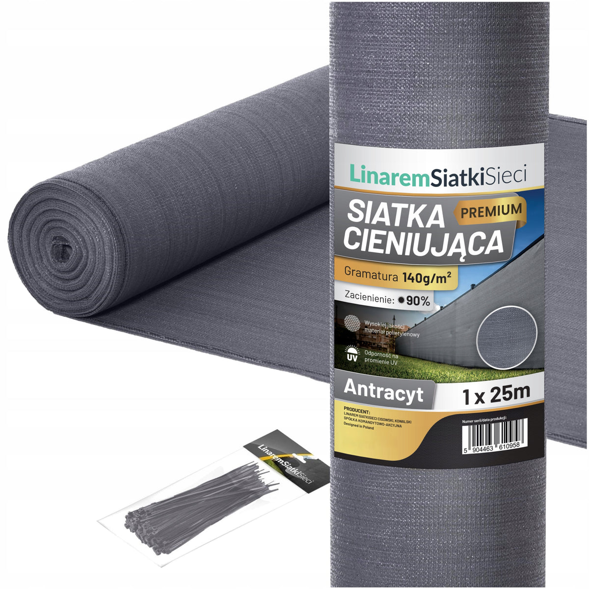 SHADING MESH 1x25m GRAPHITE MASKING 90% FENCE COVER FENCE +UV