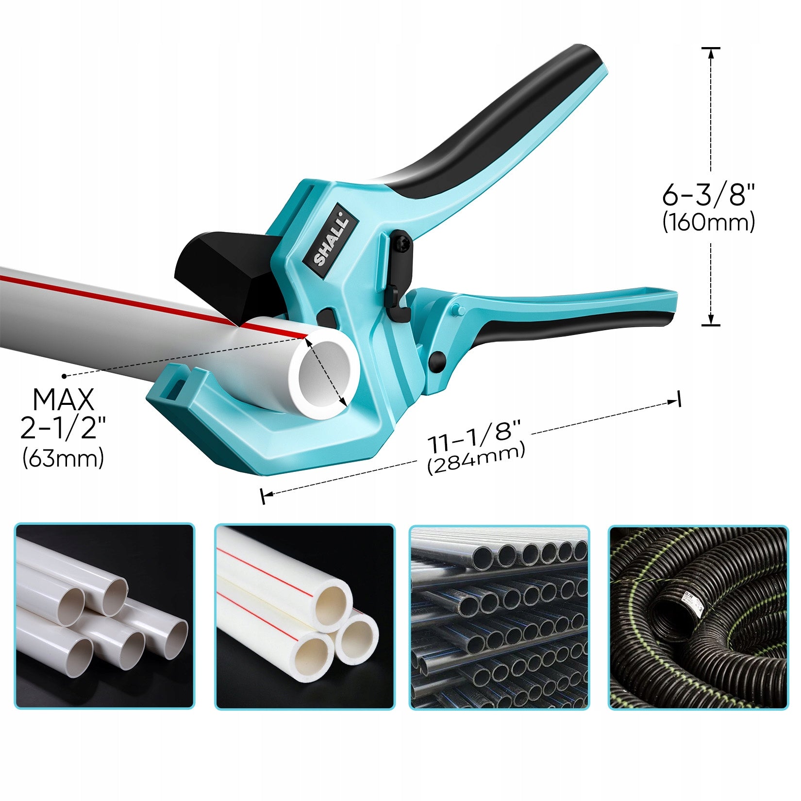 SHALL 2.5" (63mm) Plastic Pipe Cutter, PVC Cutter, Ratchet Pipe Cutter Packaging status original