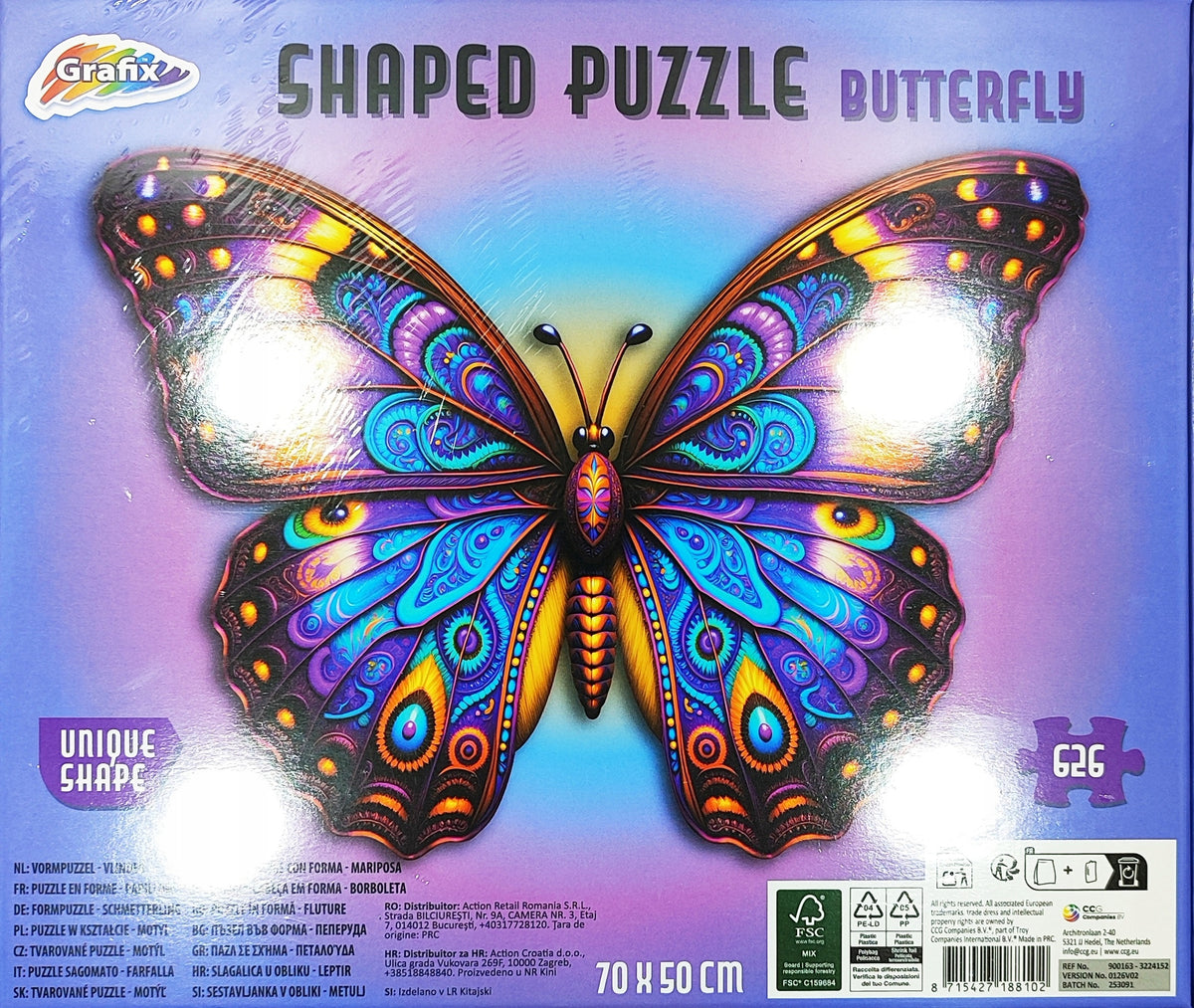 SHAPED PUZZLE - MULTI-SHAPED. 70x50. 626 EL. BUTTERFLY / BUTTERFLY Manufacturer code 8715427188102