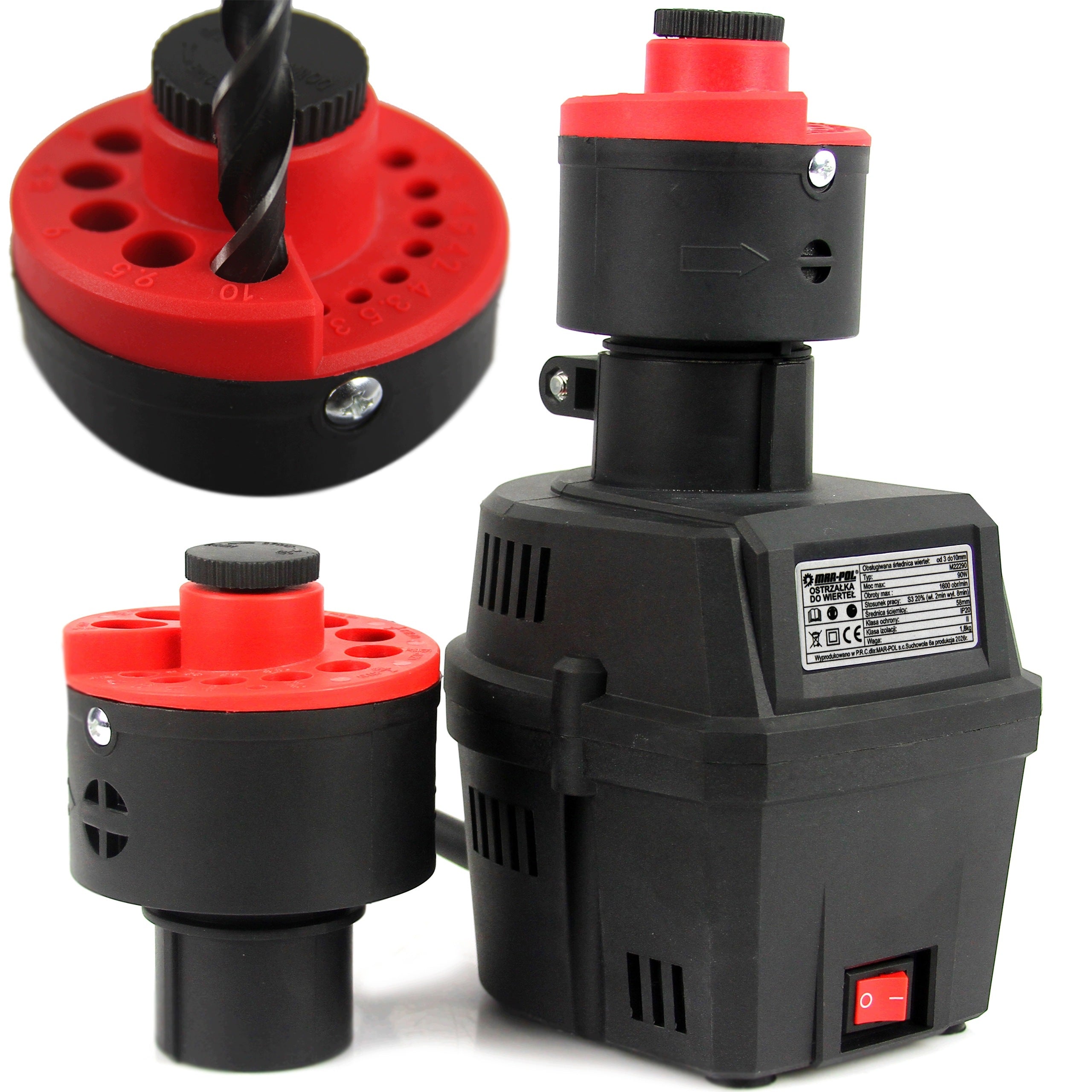 SHARPENER FOR SHARPENING DRILL BITS 3-16mm 90W ADAPTER + 2xSTONE M-P