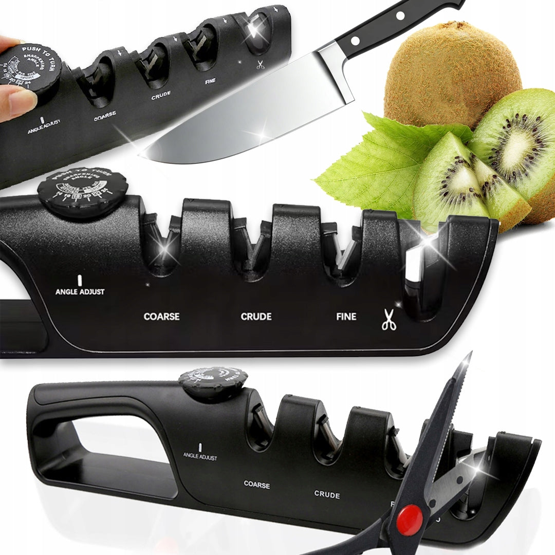 SHARPENER FOR SHARPENING KITCHEN KNIVES THREE-PHASE WHETSTONE + ADJUSTMENT