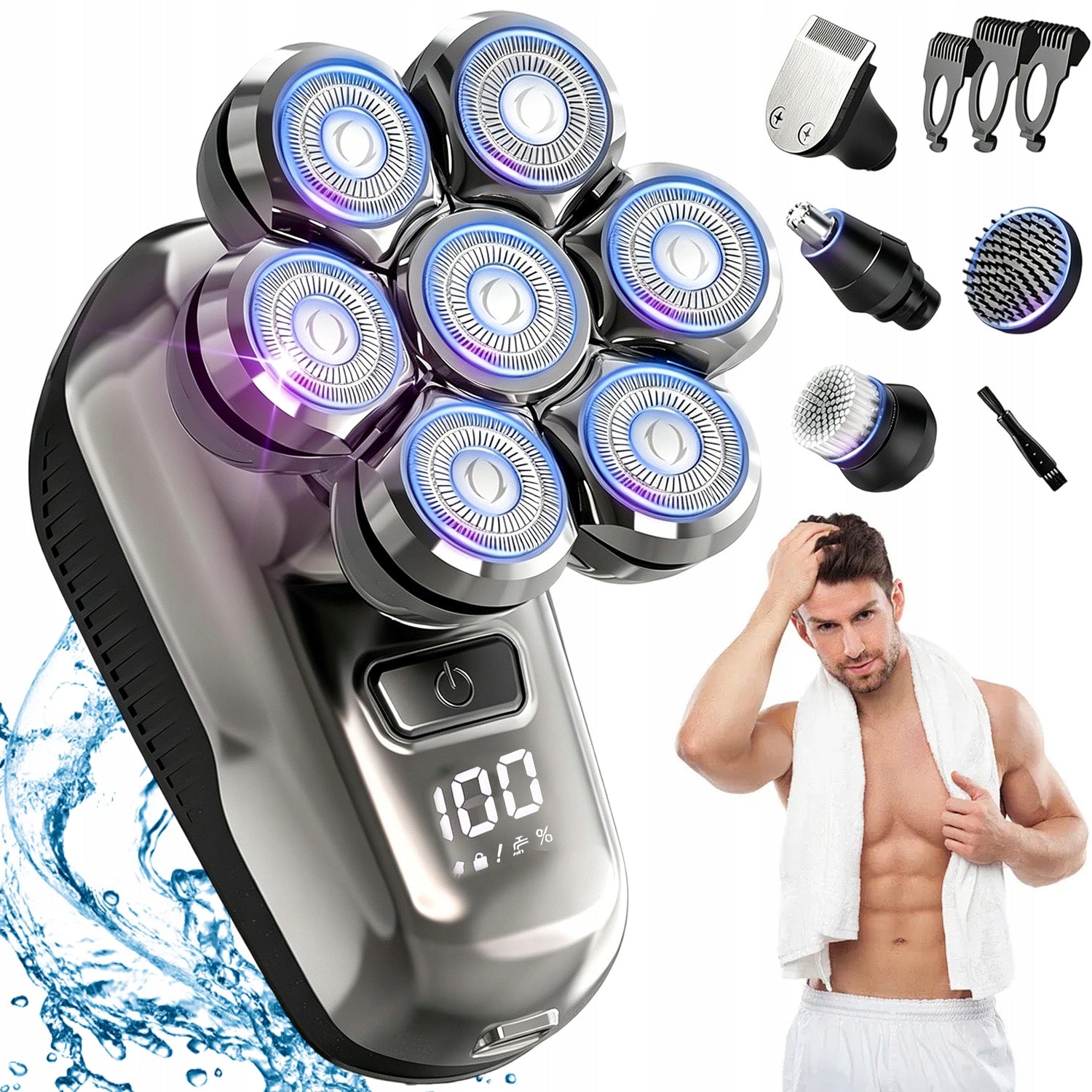 SHAVER MEN'S ELECTRIC BEARD HEAD SHAVING TRIMMER 7IN1