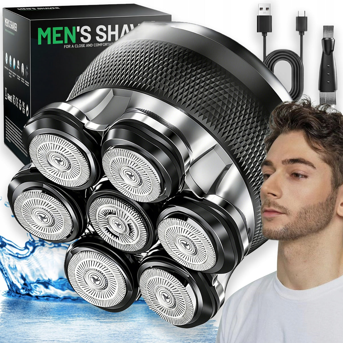 SHAVER MEN'S ELECTRIC RAZOR FOR SHAVING BEARD HAIR HEAD 7 BLADES