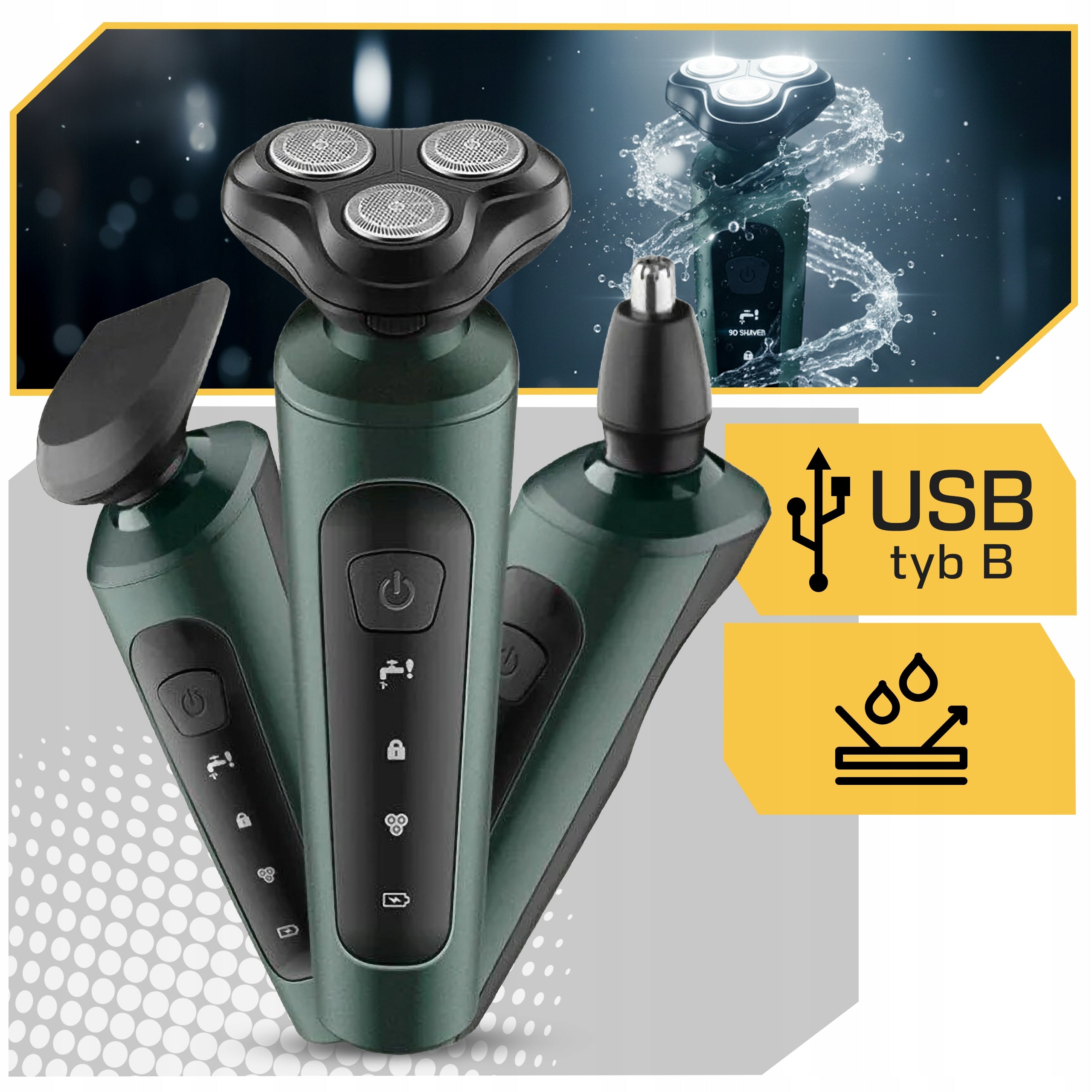 SHAVER MEN'S TRIMMER 4W BEARD HAIR WIRELESS SHAVING Manufacturer code Maszynka trymer do golenia twarzy 4w1 pro