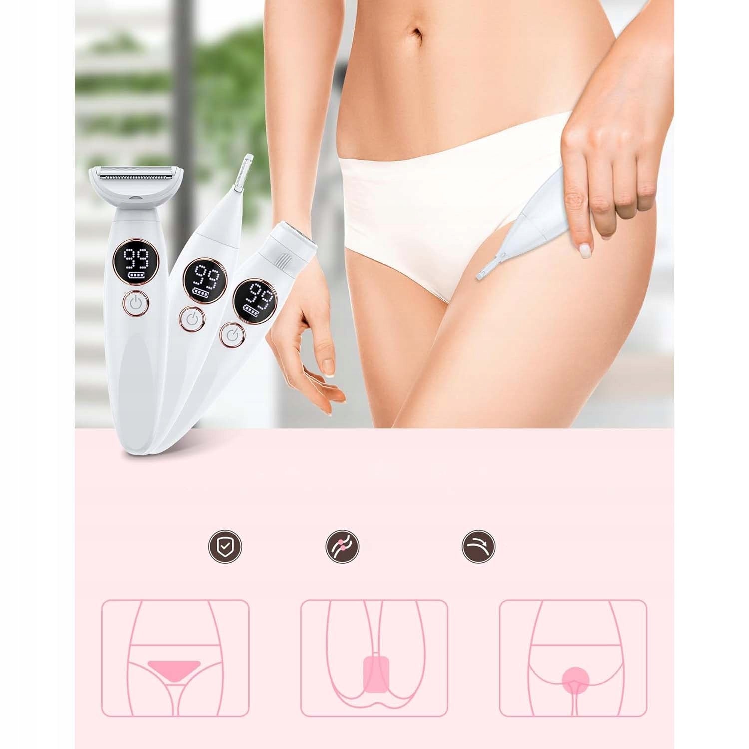 SHAVER WOMEN'S BODY EPILATOR MACHINE LCD DISPLAY WITH 5 HEADS Medical device no